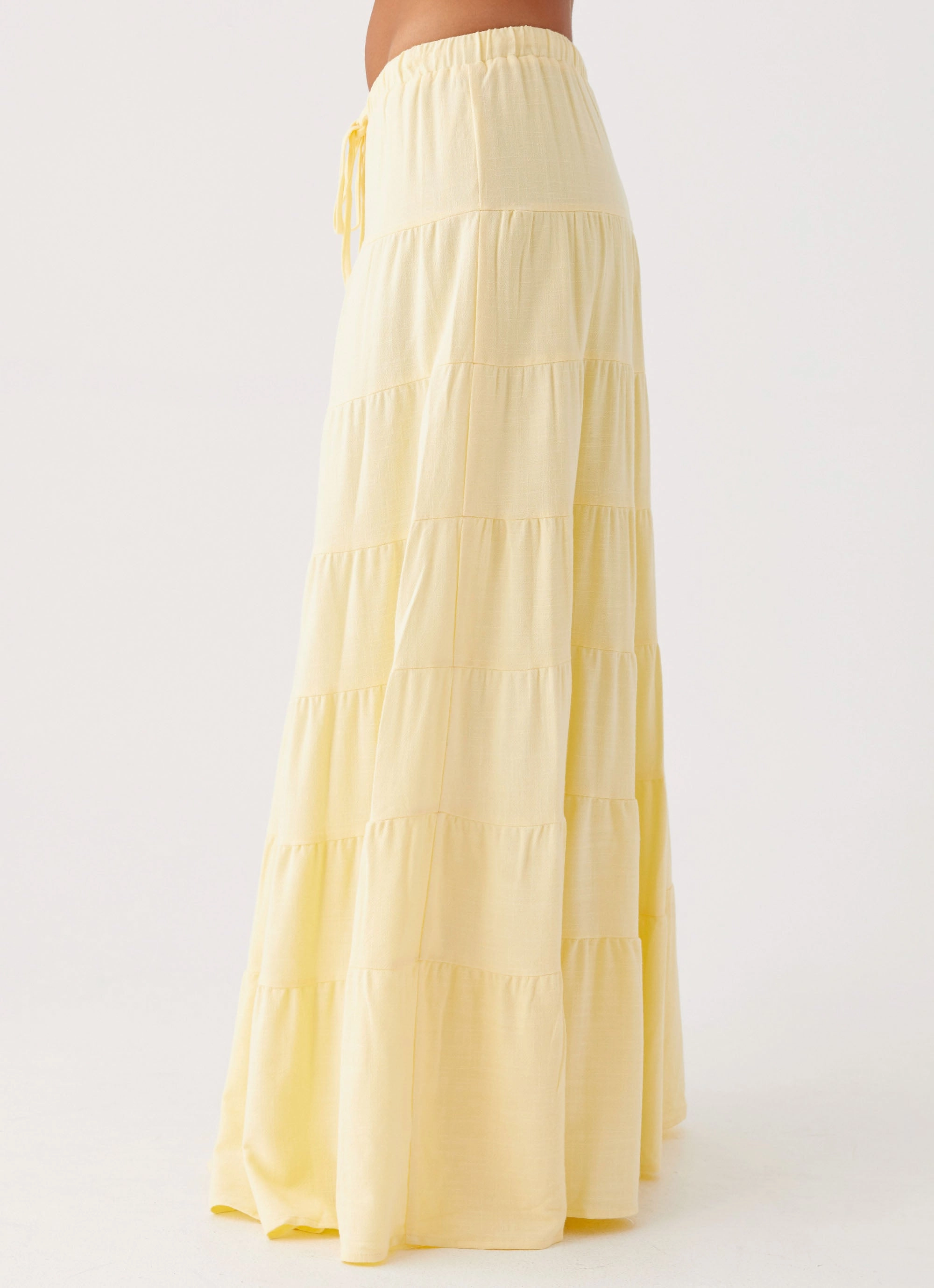 Minimalist Layering Mariella Linen Maxi Skirt - Yellow