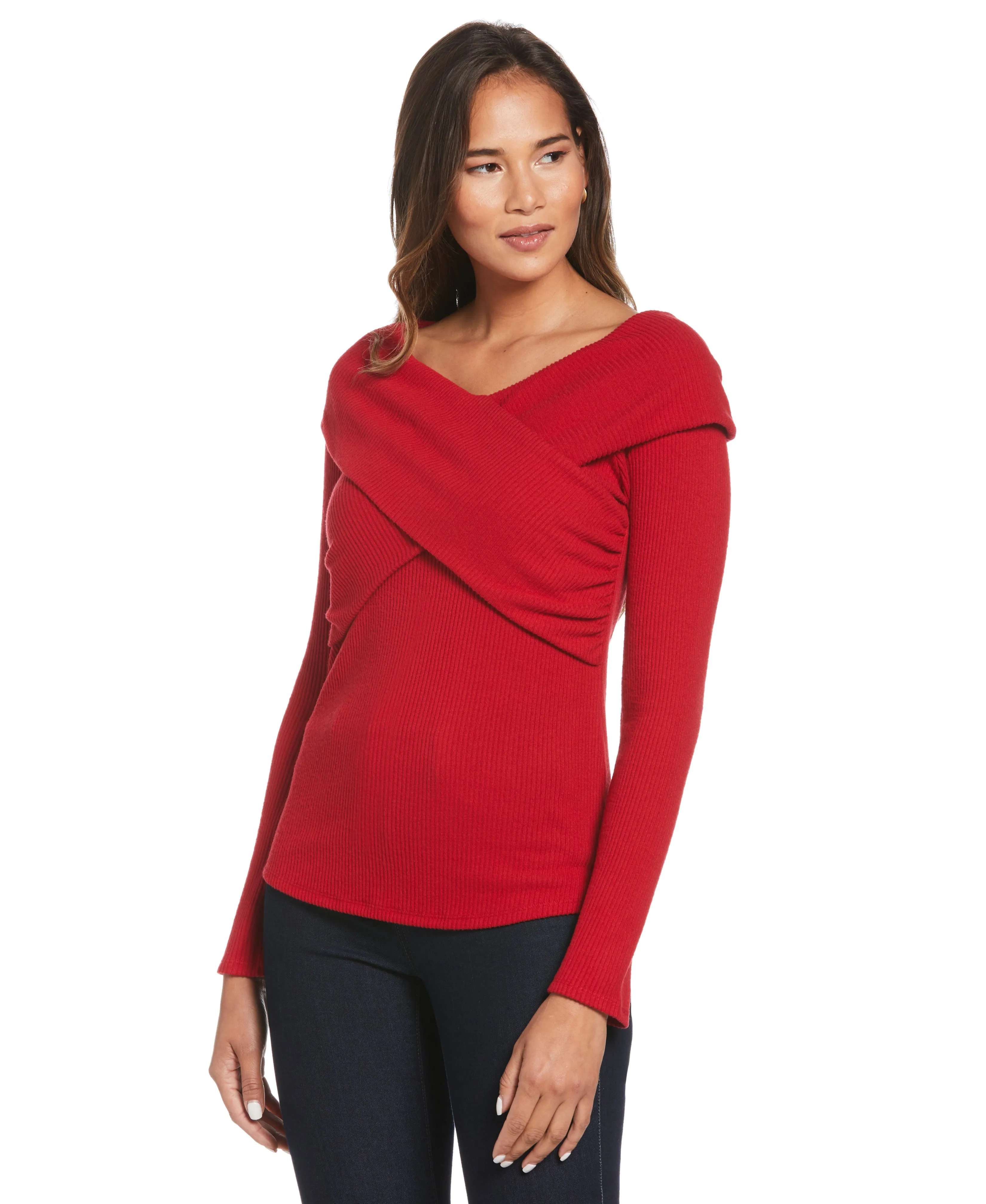 Marilyn Ribbed Crossover Top Sporty Top