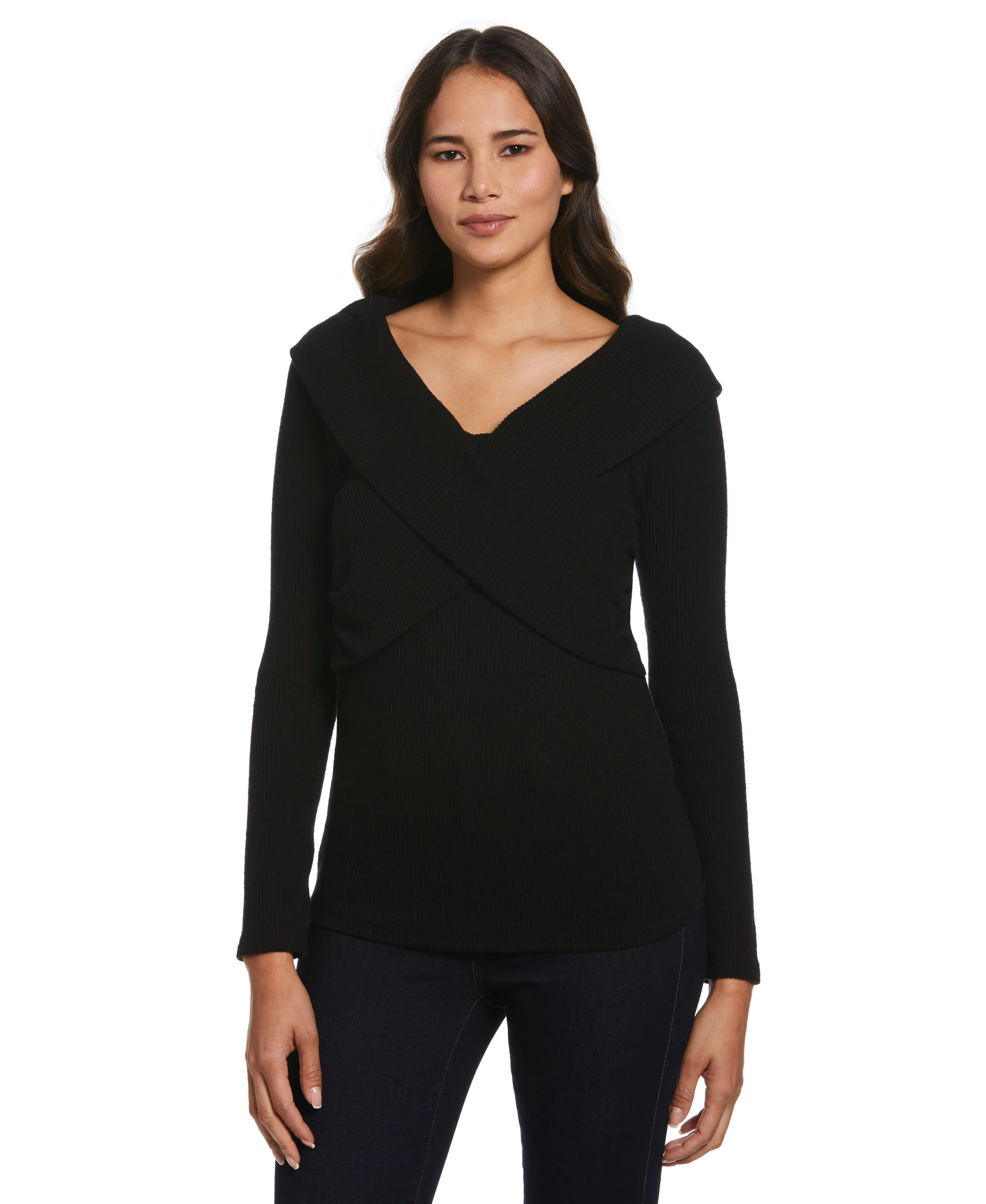 TearResistantWeave Marilyn Ribbed Crossover Top