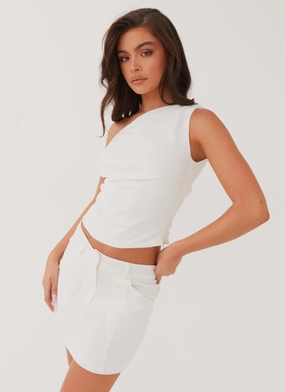 Marissa Linen Mini Skirt - White Travel Style