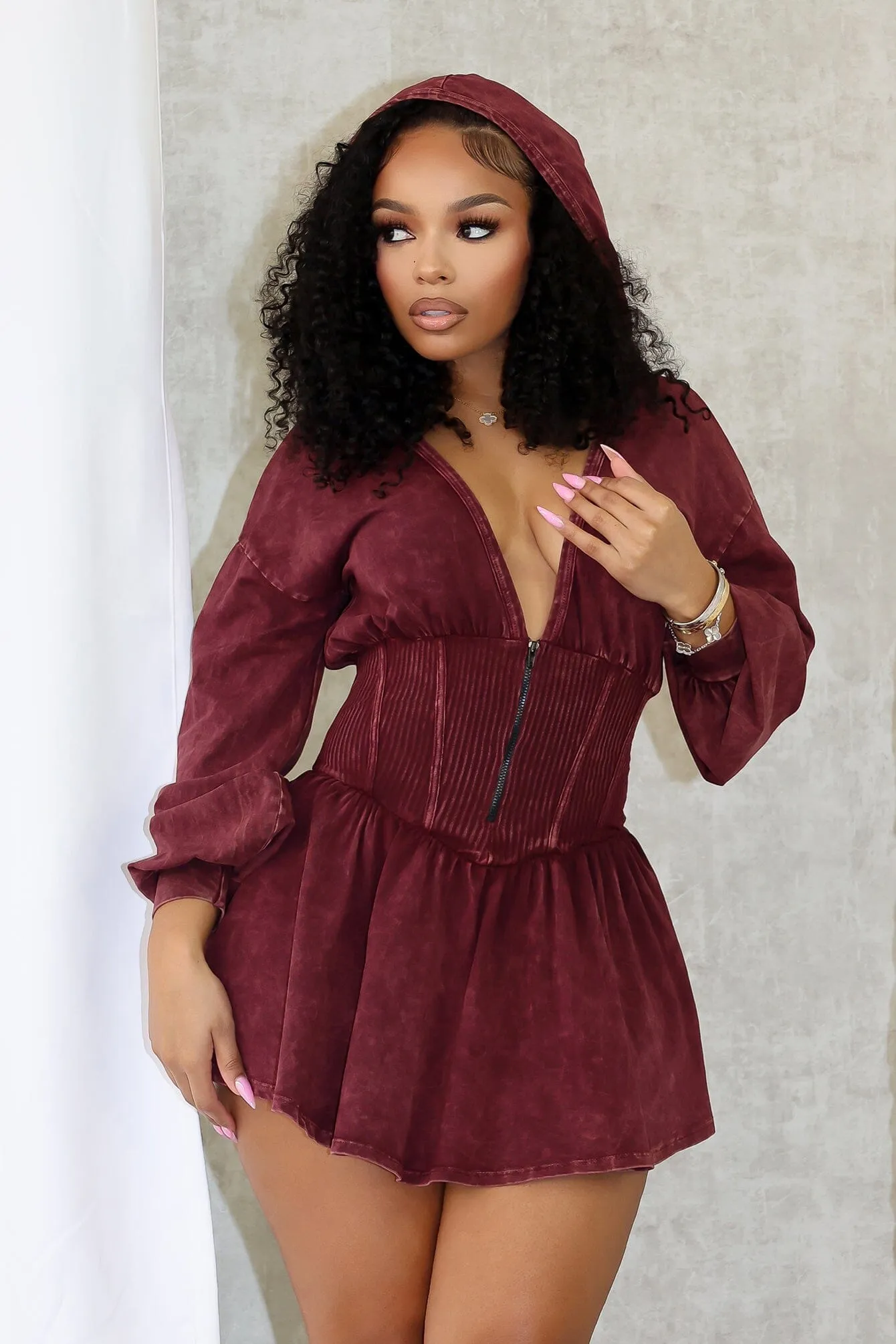 Cozy Base Marlowe Mineral Washed Corset Mini Dress