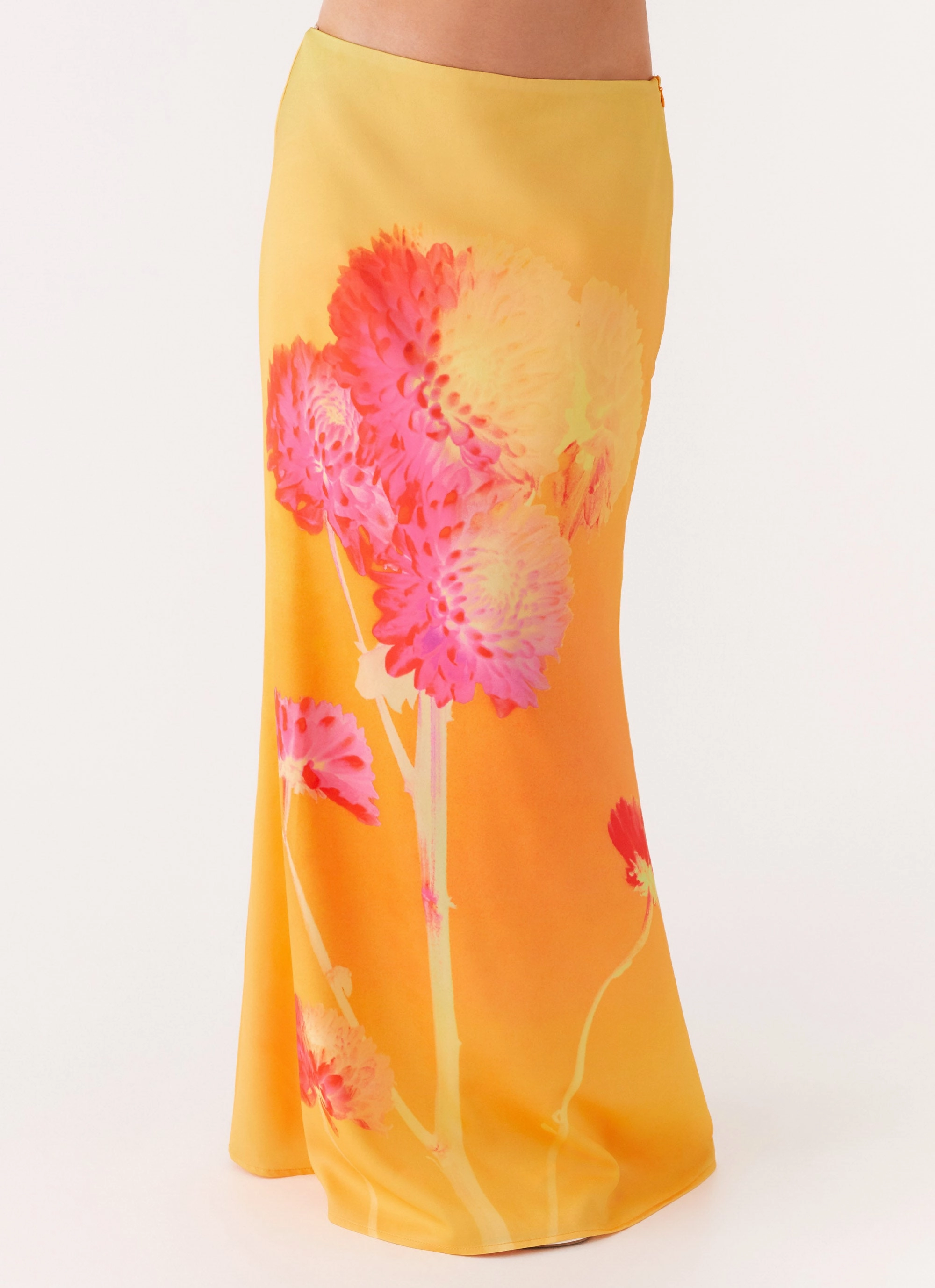 Marrakesh Maxi Skirt - Orange Floral Minimalist Chic Cool Tone