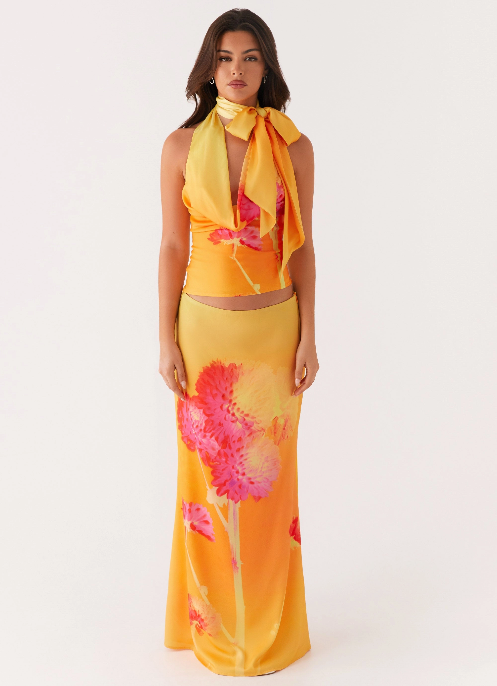 Marrakesh Maxi Skirt - Orange Floral Everyday Favorite