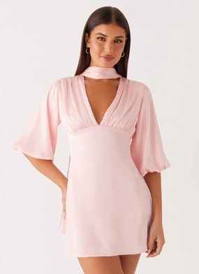 Romantic dinner wear Mary Mini Dress - Pink
