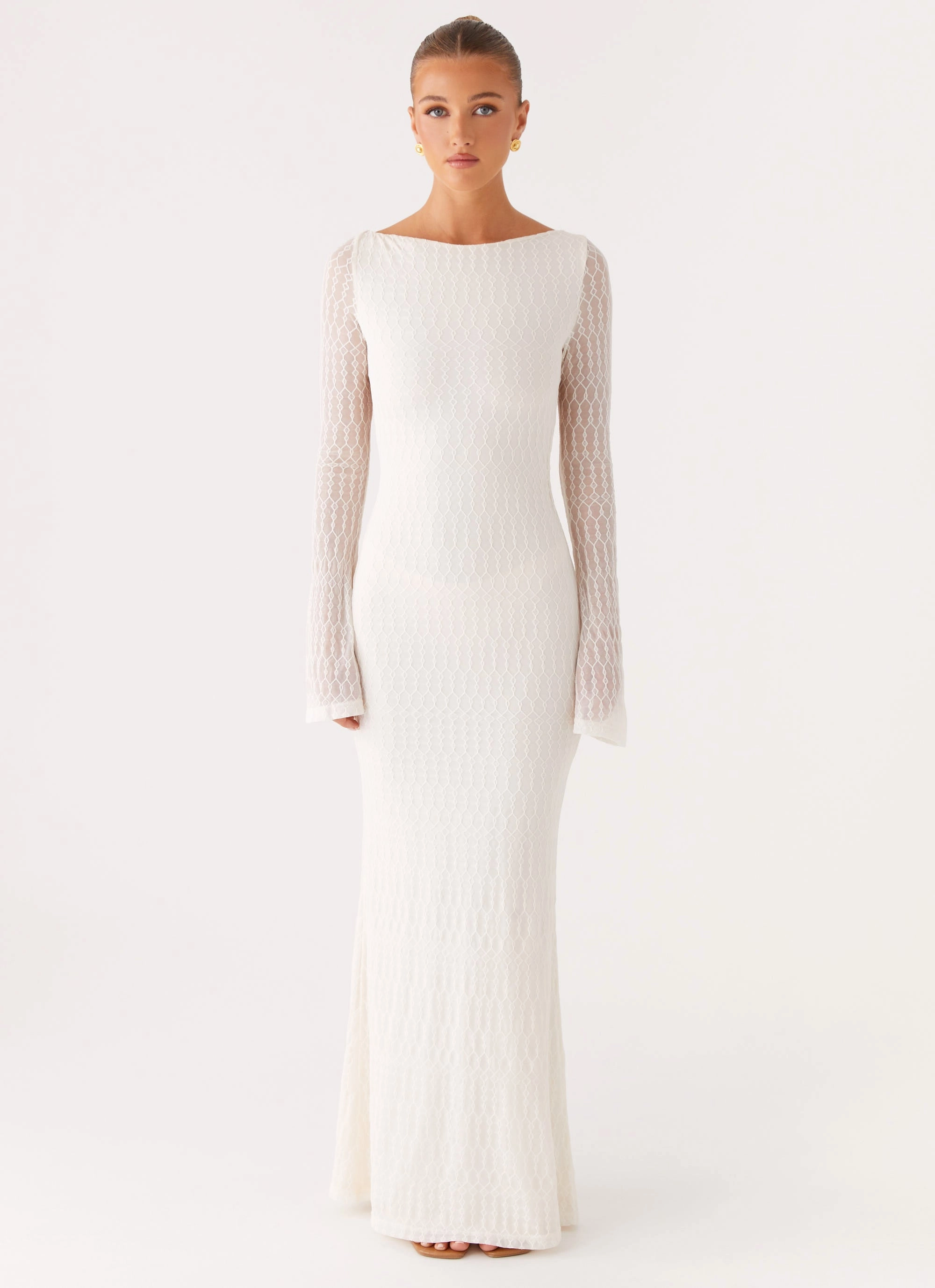 Versatile Fit Ethereal Long Sleeve Maxi Dress - Ivory