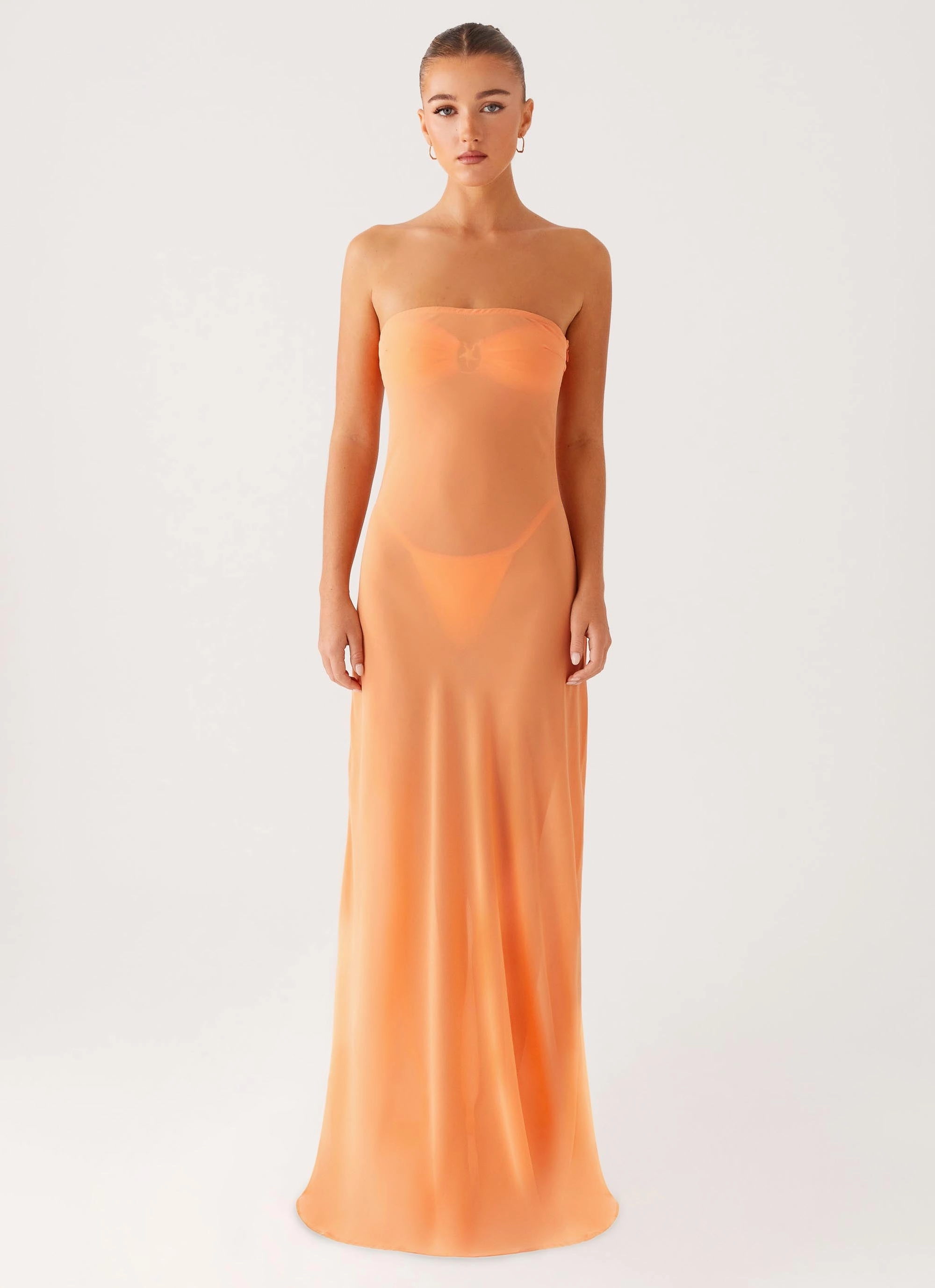 Mattie Strapless Maxi Dress - Orange Comfort and Elegance
