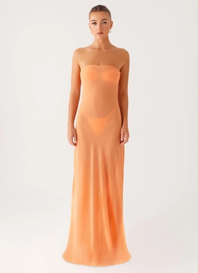 Mattie Strapless Maxi Dress - Orange Comfort and Elegance