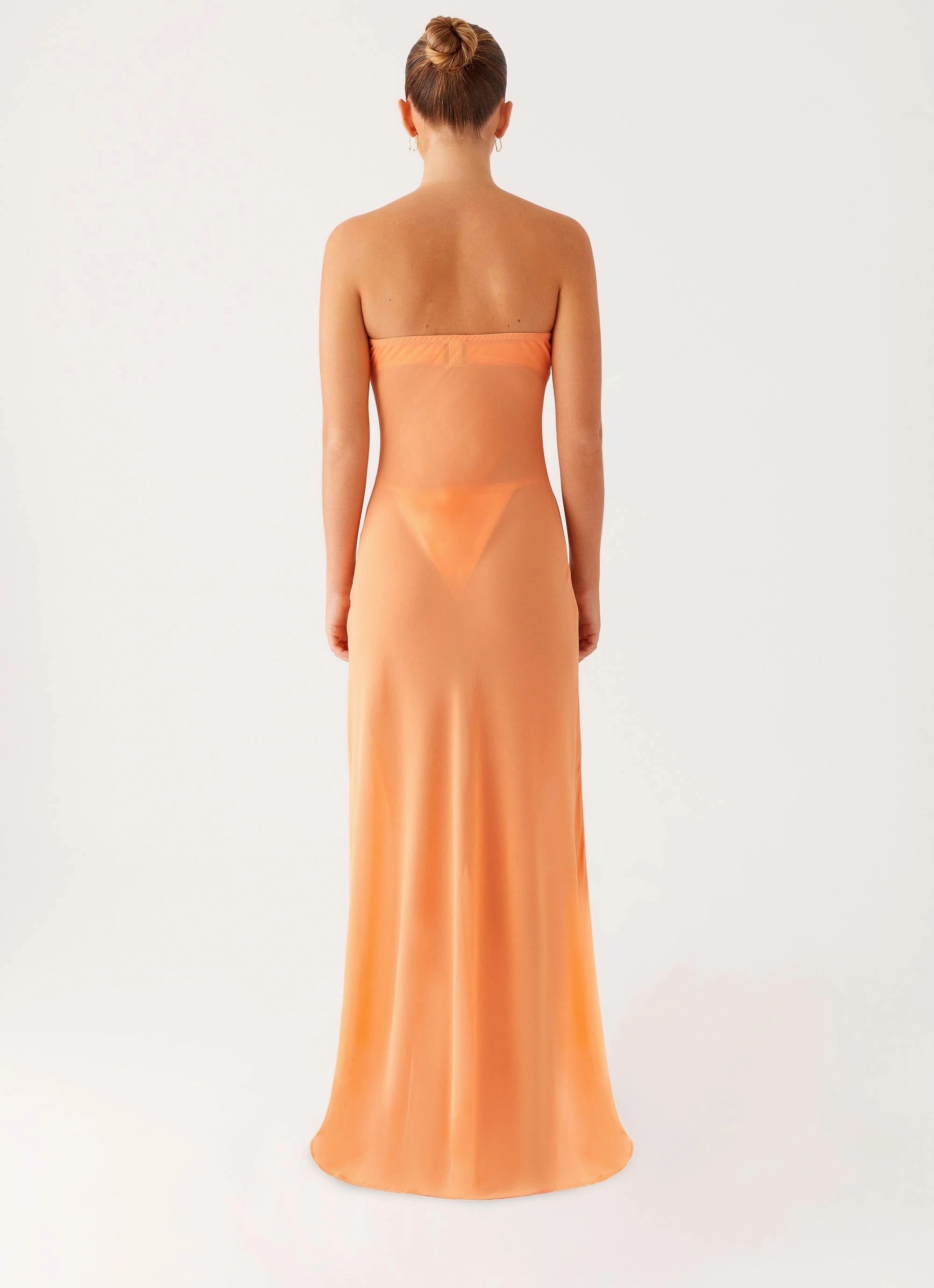 Mattie Strapless Maxi Dress - Orange Casual maxi dress