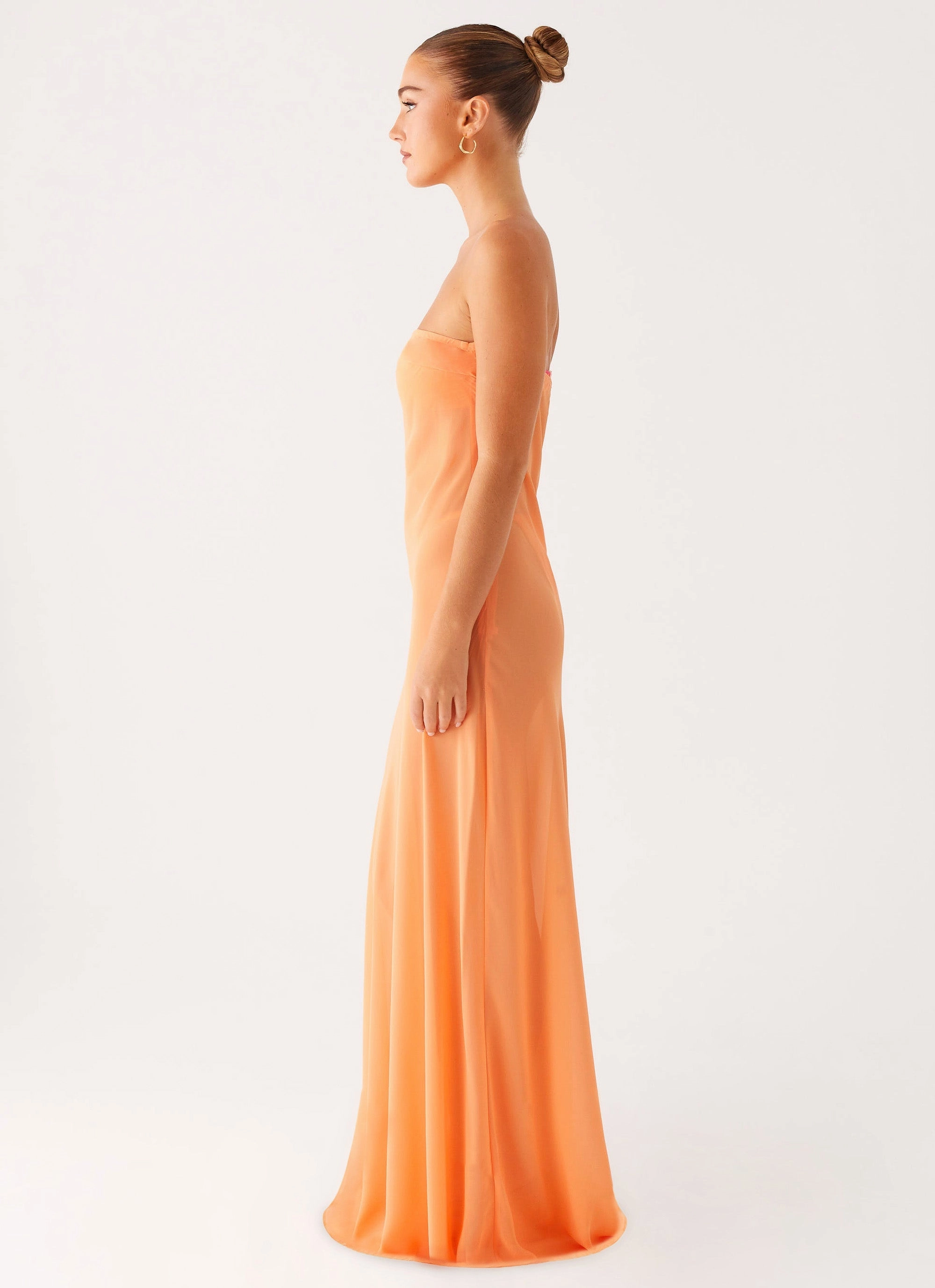 Mattie Strapless Maxi Dress - Orange Vibrant color dress