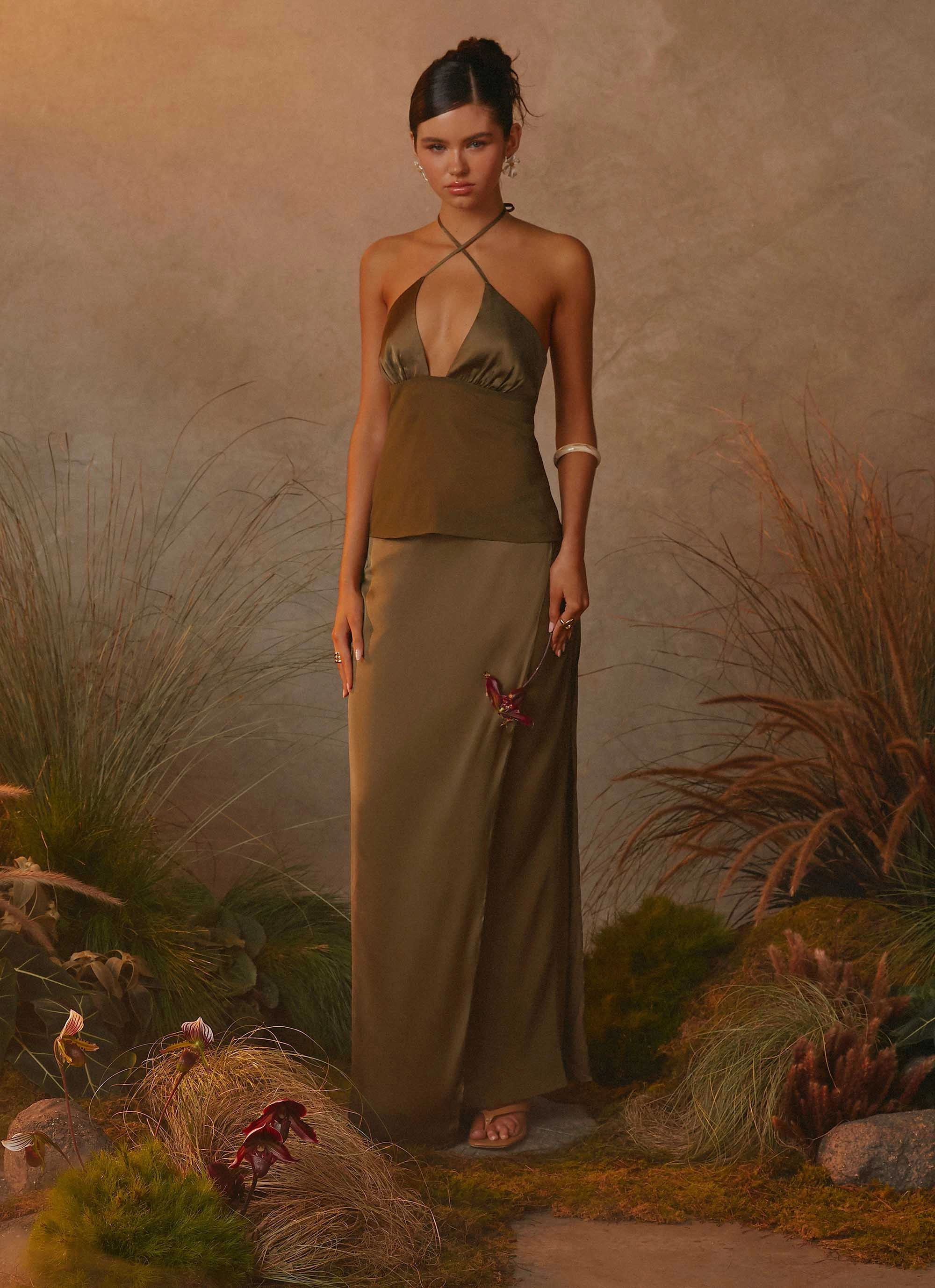 Classic Look Tear Resistant Mavie Maxi Skirt - Khaki