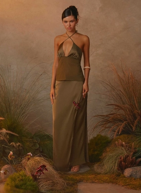 Mavie Maxi Skirt - Khaki Daily Style Easy Care