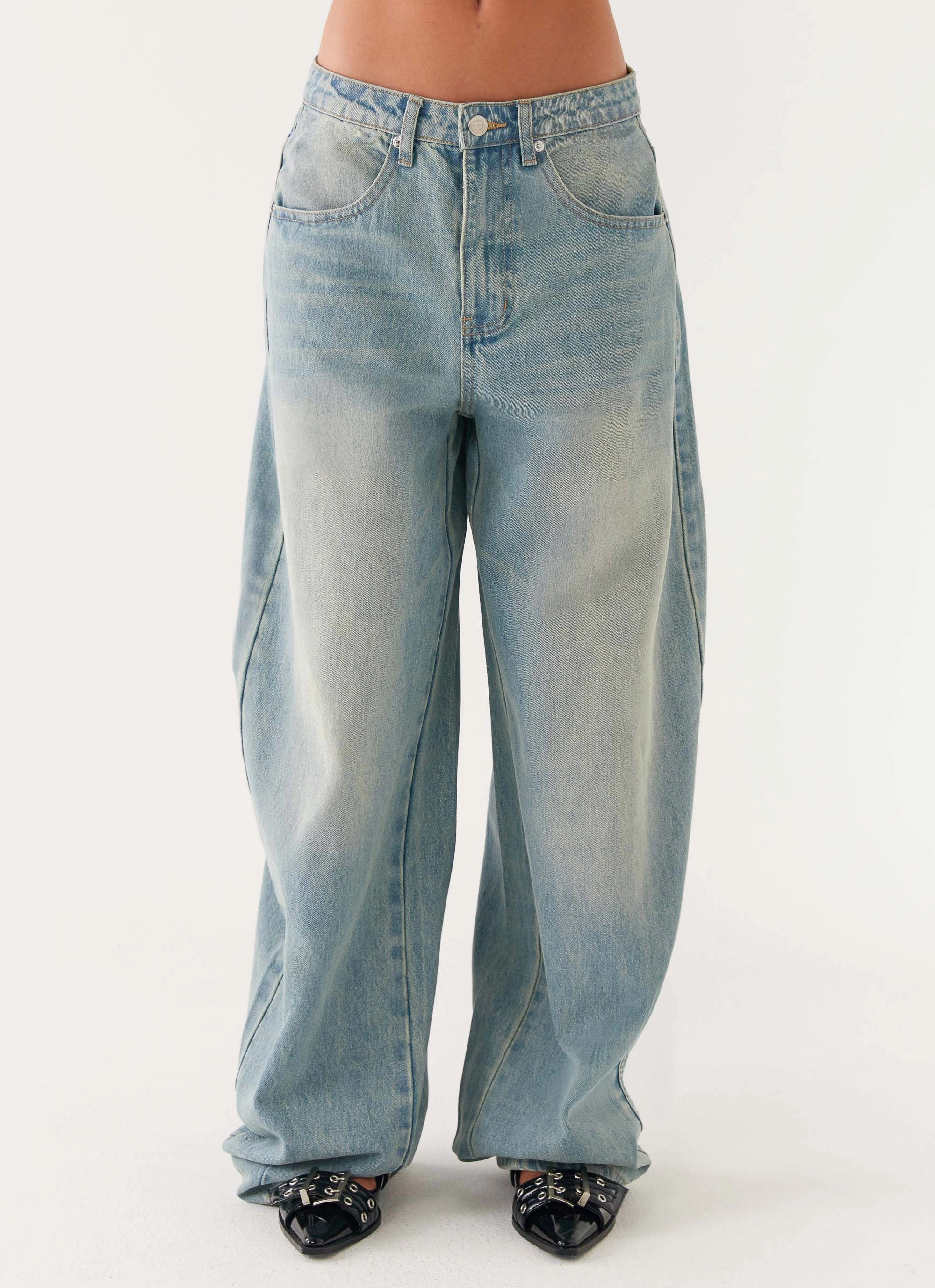Maxwell Baggy Jeans - Washed Blue No Fuss Wear Neutral Smooth