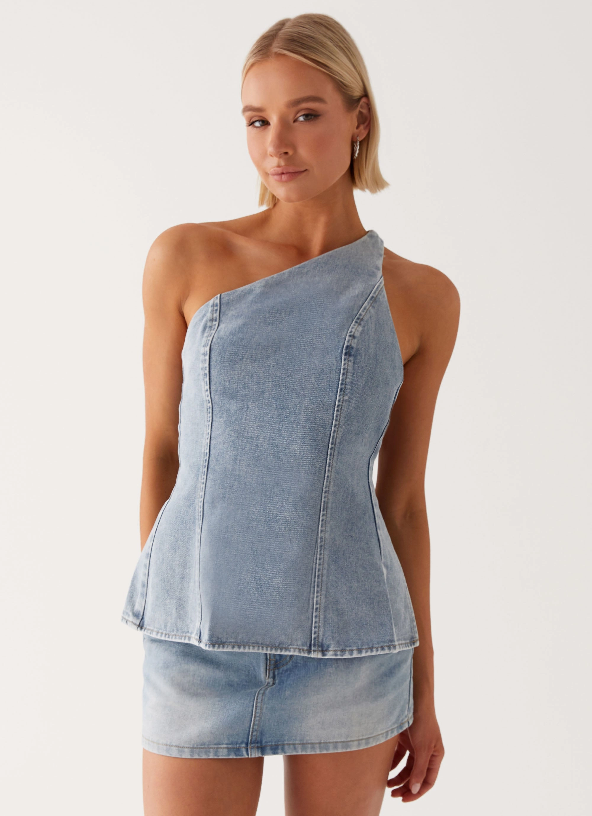 Maysa Low Rise Mini Skirt - Blue Water Repellent Finish Creative Fashion