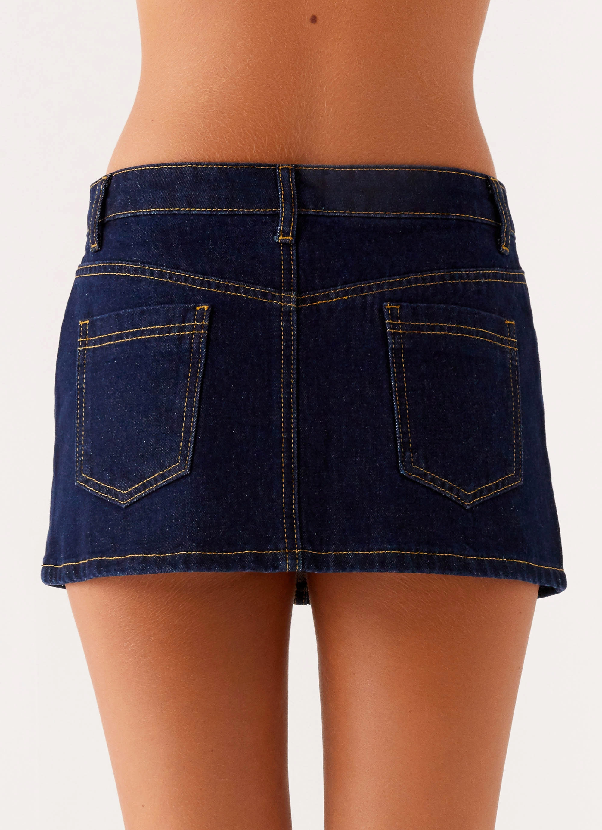 Maysa Low Rise Mini Skirt - Indigo Two Tone Trim