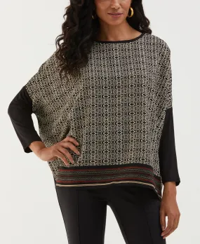 Medallion Print Knit Woven Top All-Purpose Wear