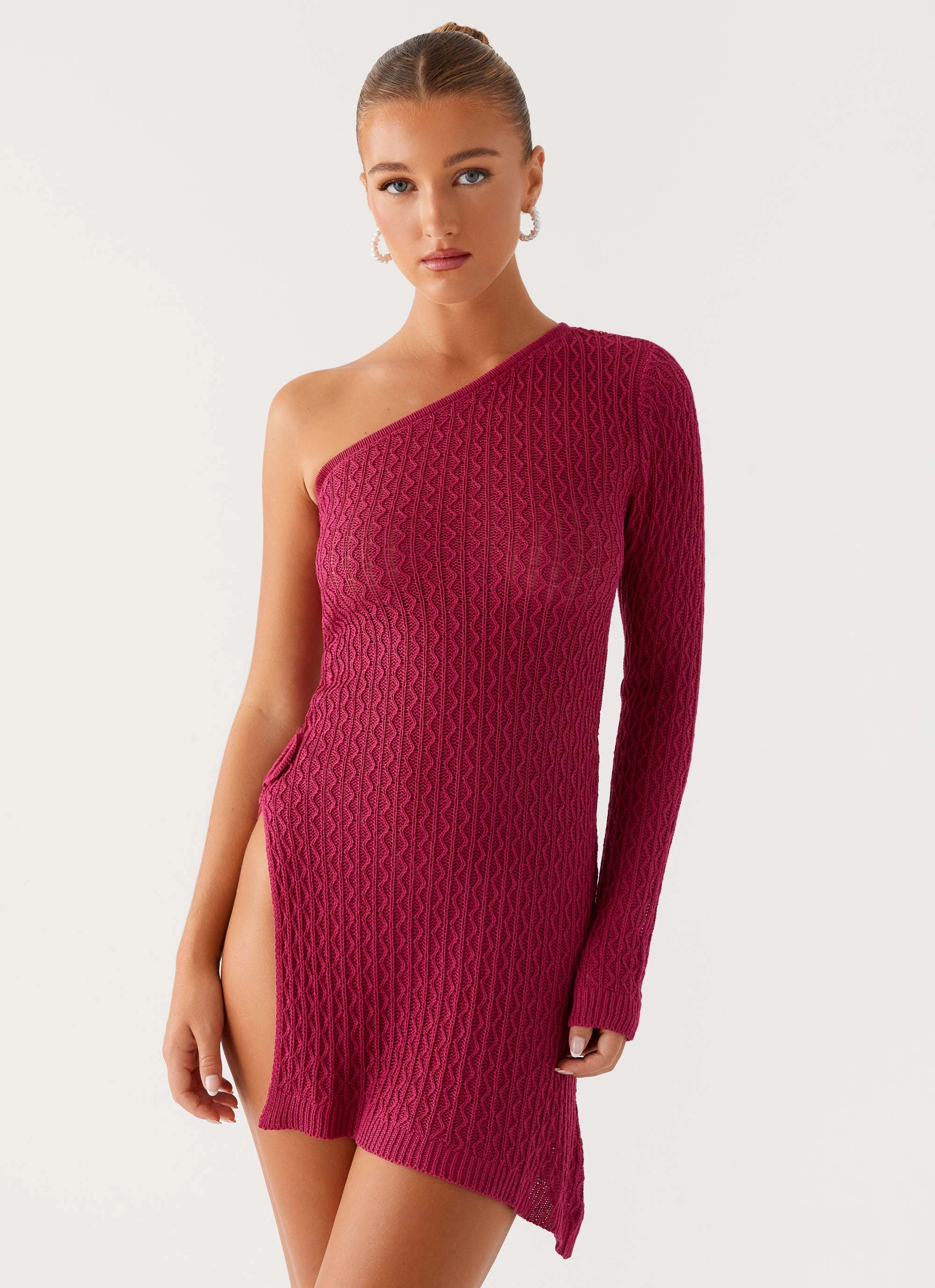 Lightweight Medda Knit Mini Dress - Hot Pink