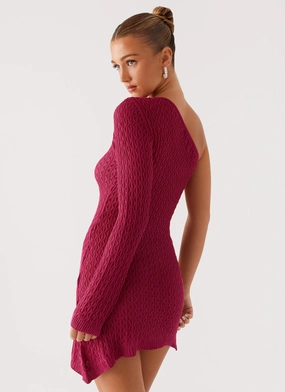 Softly Structured Stylish and Simple Medda Knit Mini Dress - Hot Pink
