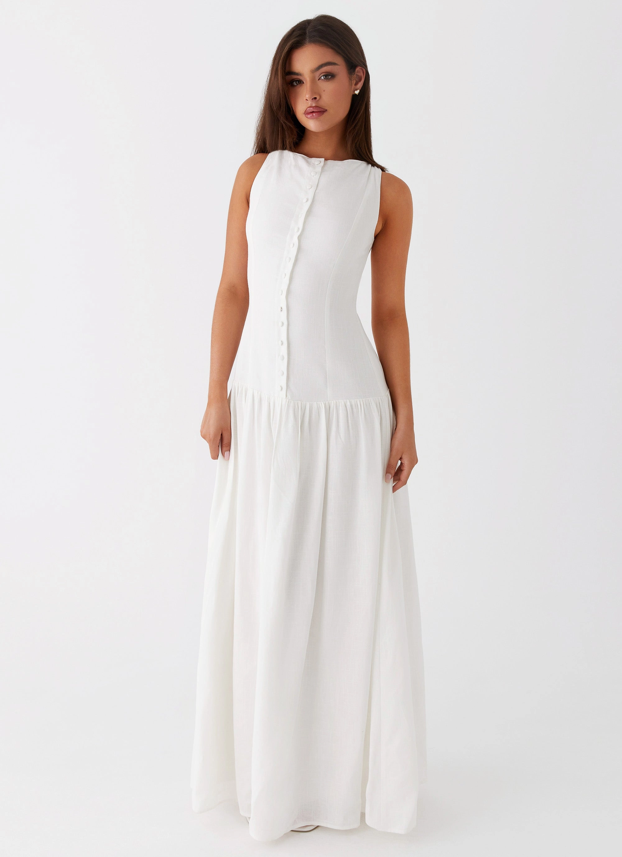 Timeless Piece Meggie Linen Maxi Dress - White