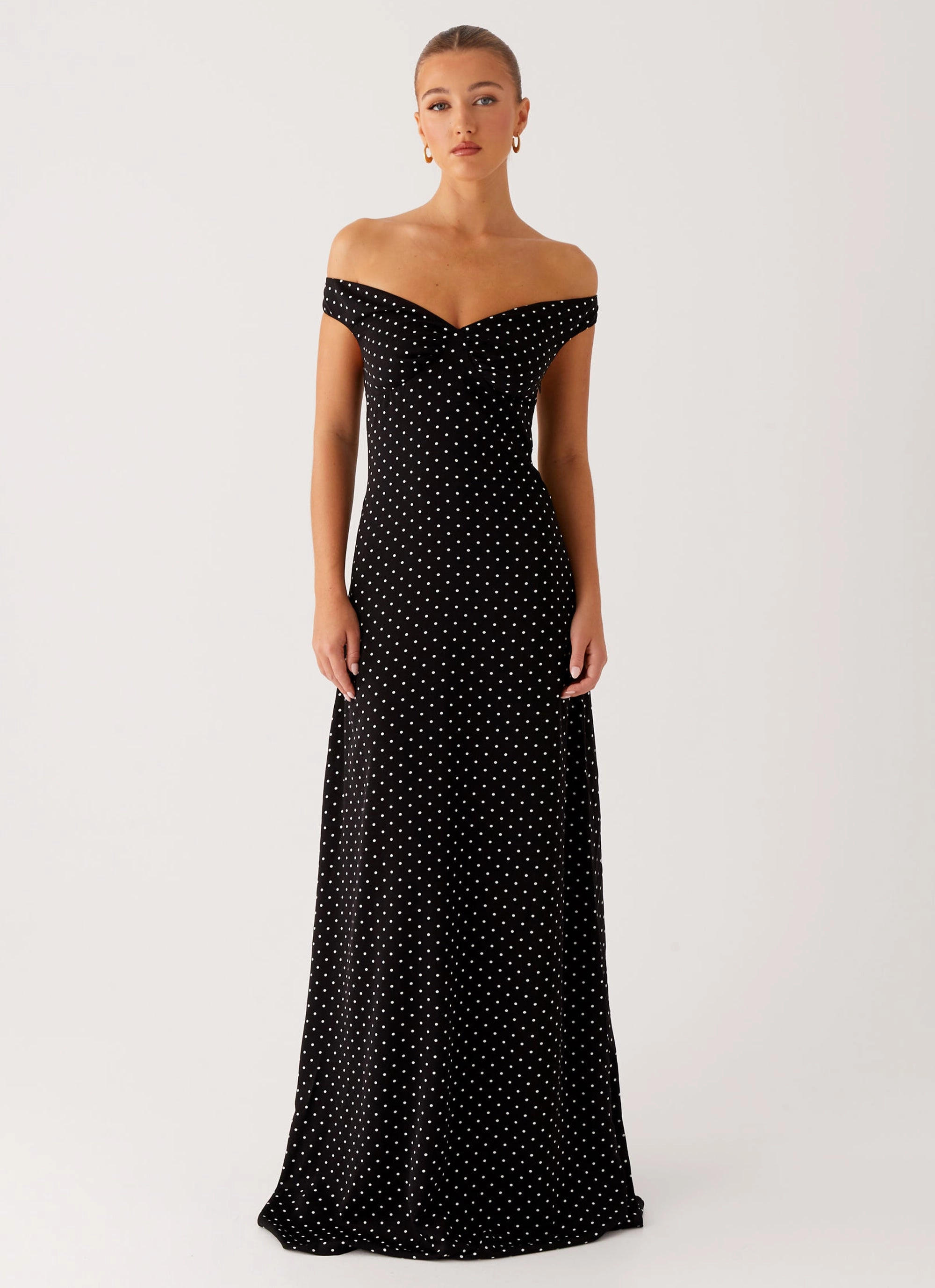 Melany Maxi Dress - Black Polka Dot Hidden Pocket Inner lining
