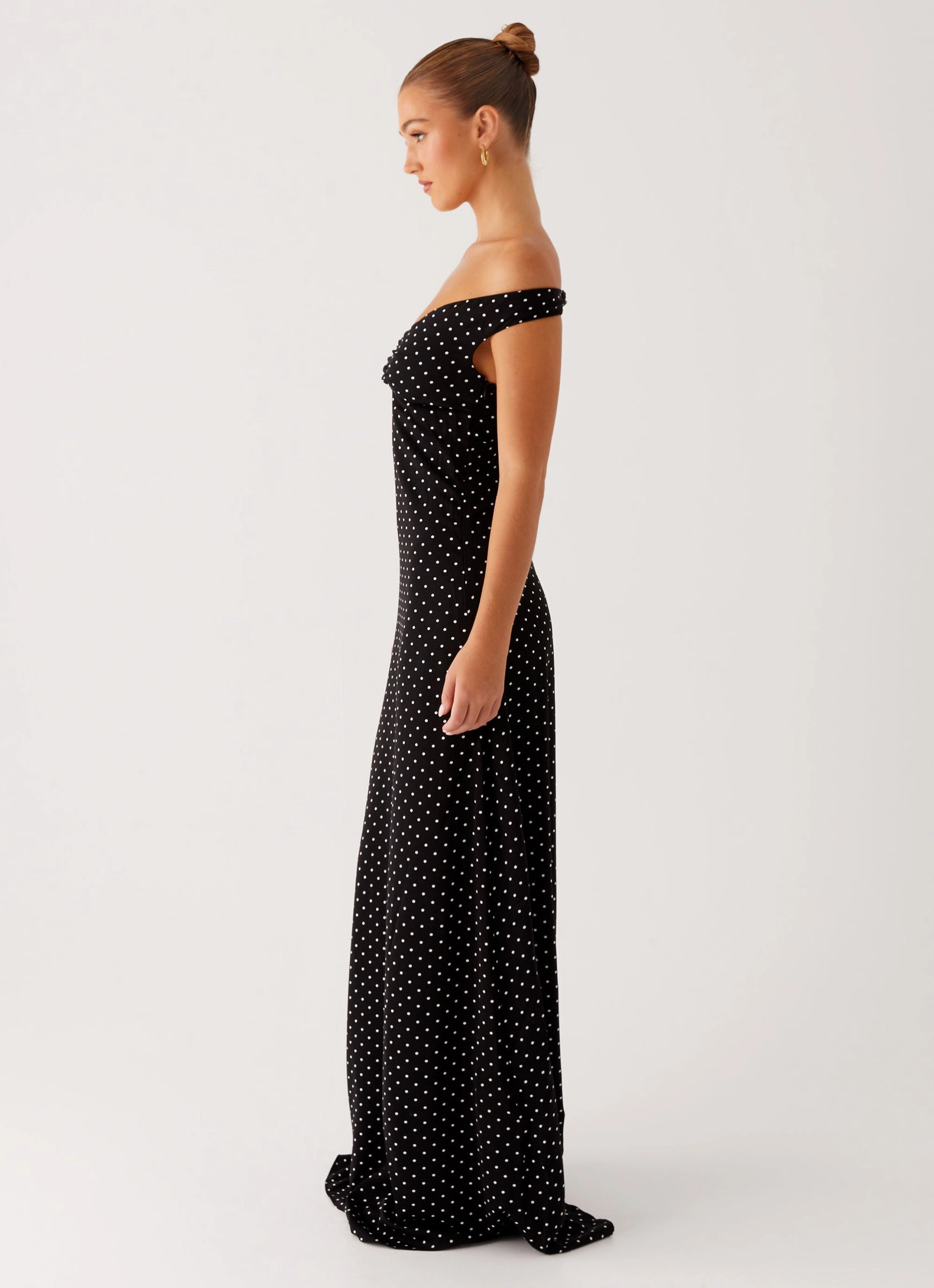 Melany Maxi Dress - Black Polka Dot EasyCareMaterial Day Chic