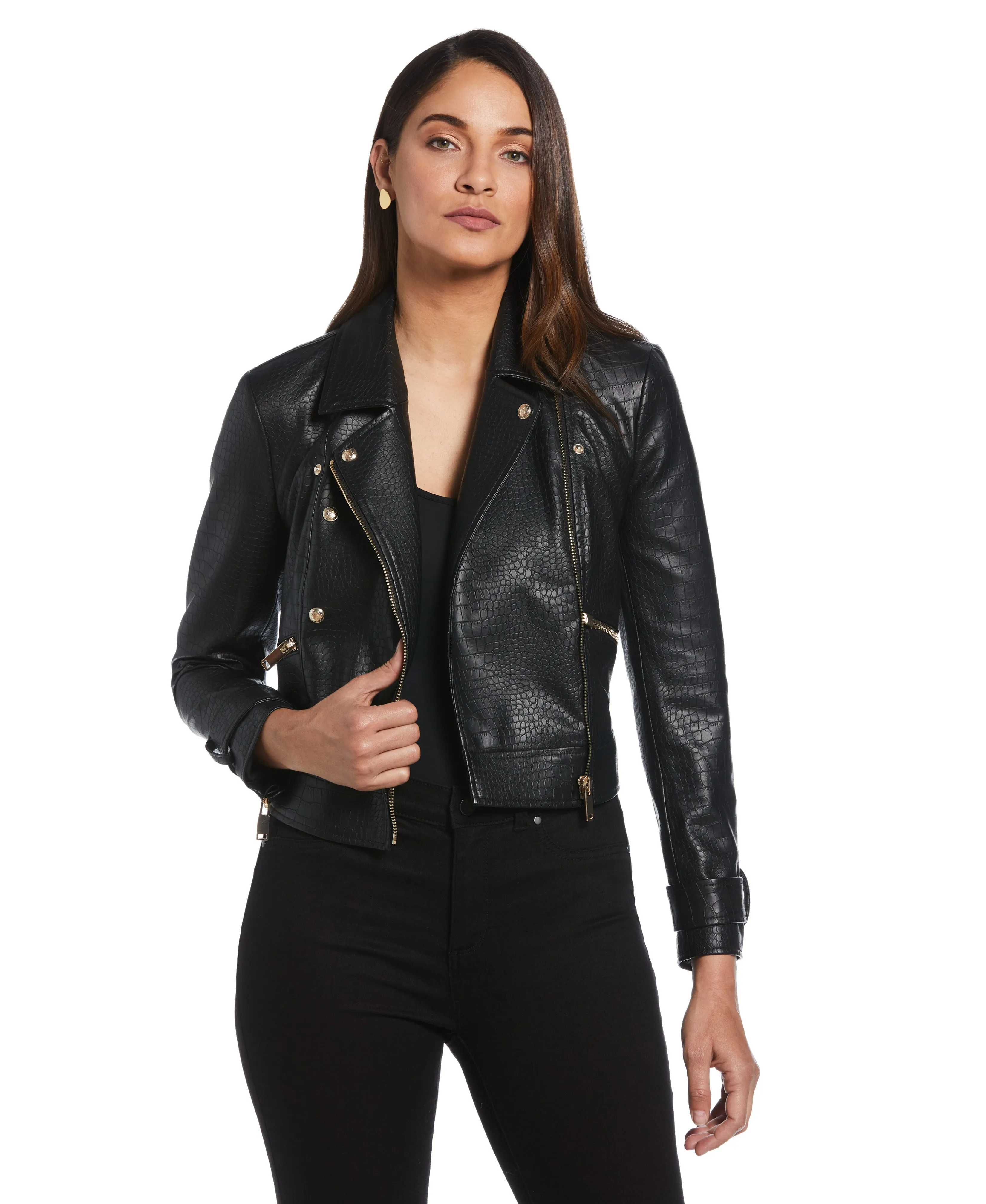 Petite Vegan Leather Moto Jacket Mix - and - Match