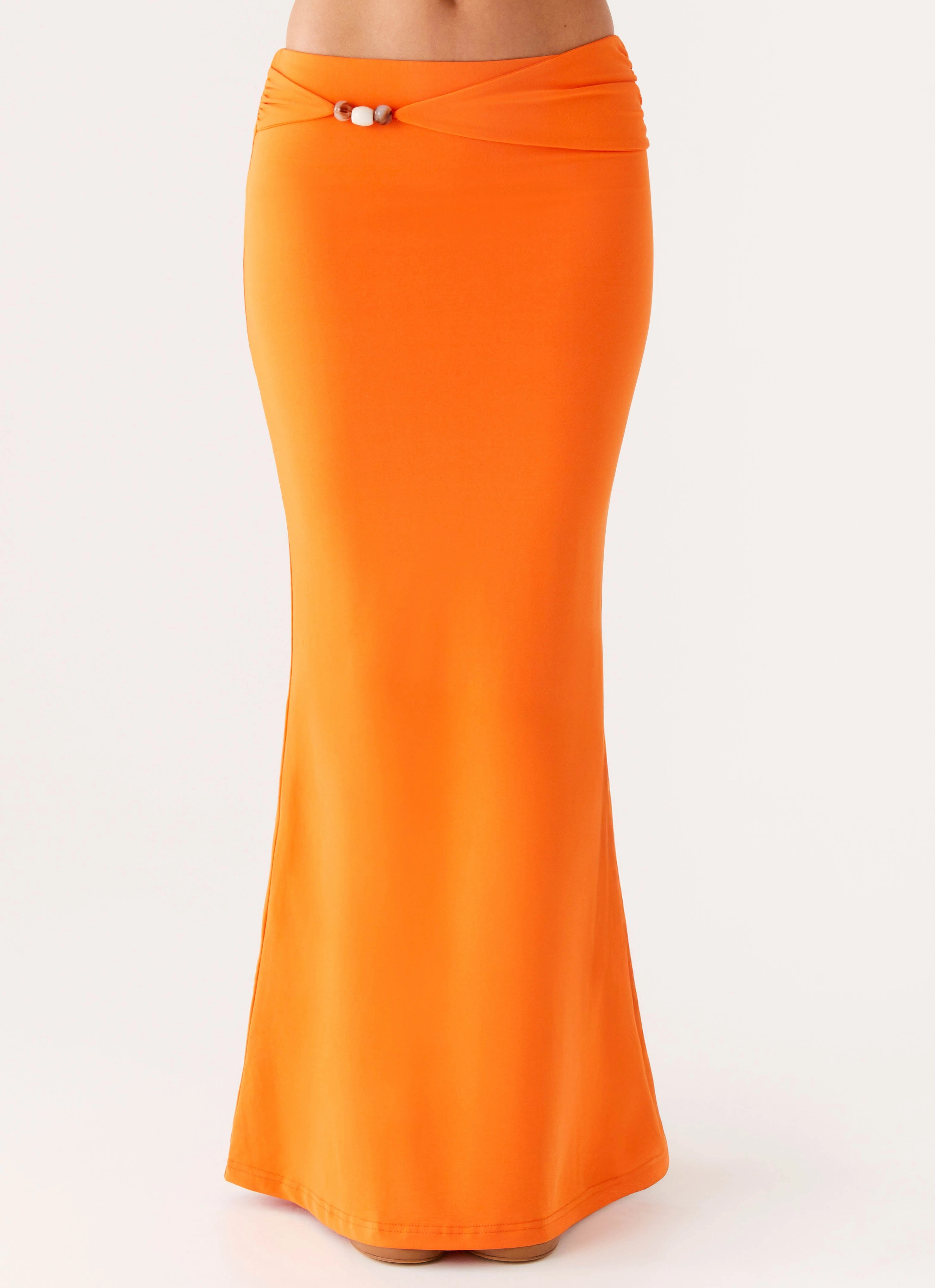 Mention Maxi Skirt - Orange Casual Outfit