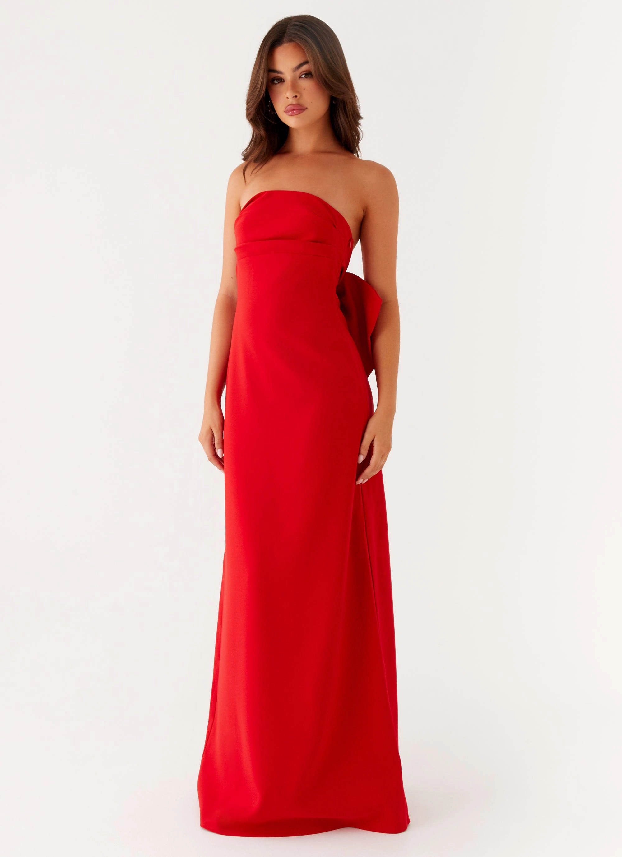 Meredith Maxi Dress - Red Perfect Fit Look Warm Pink
