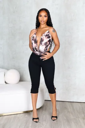 LowMaintenanceFabric UV protection layer Mesh Meets Chain Halter Top