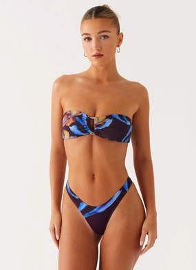 Cuba Bikini Bottoms - Dark Floral print pattern