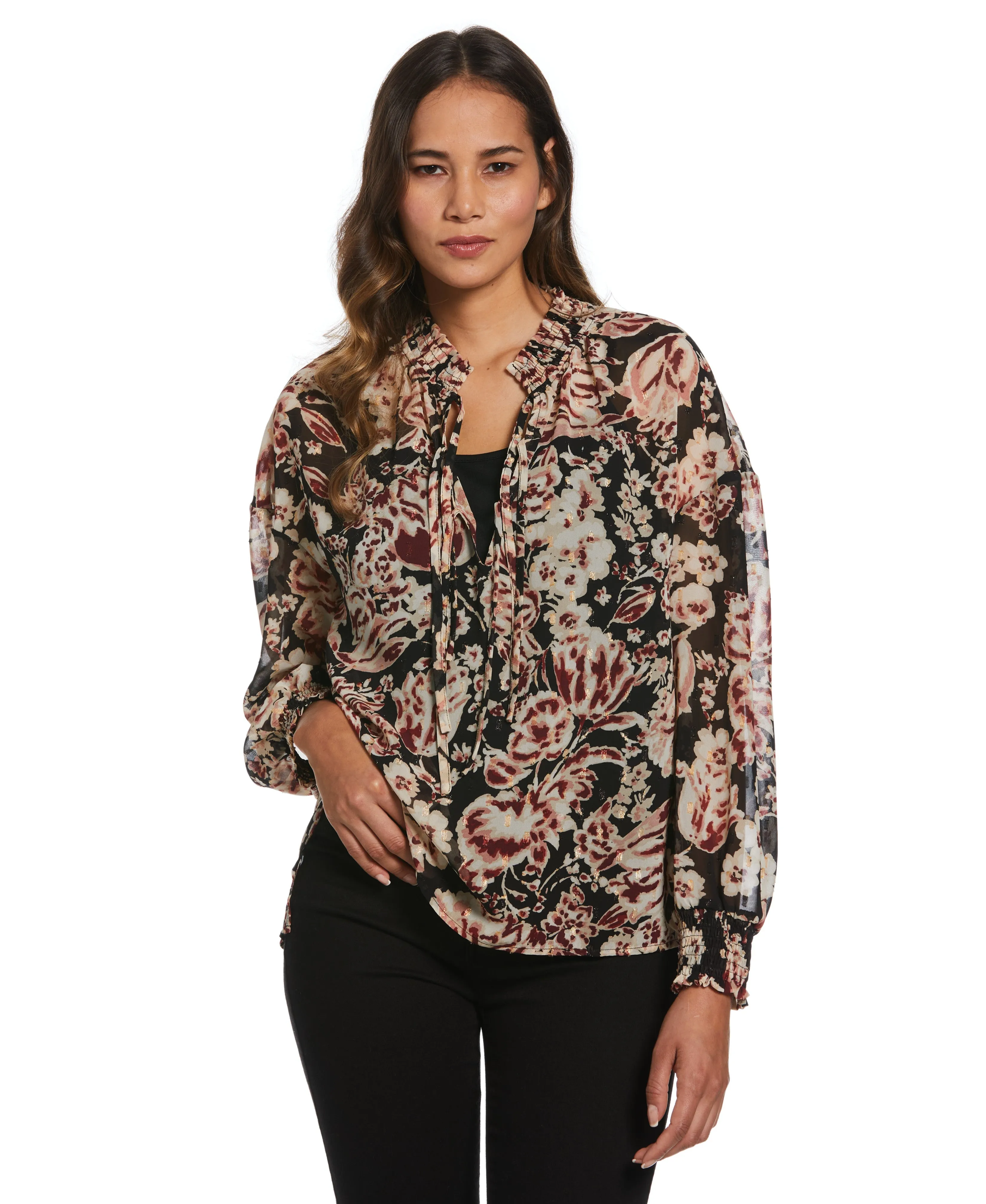 MinimalistStyle Metallic Blooms Print Shirt