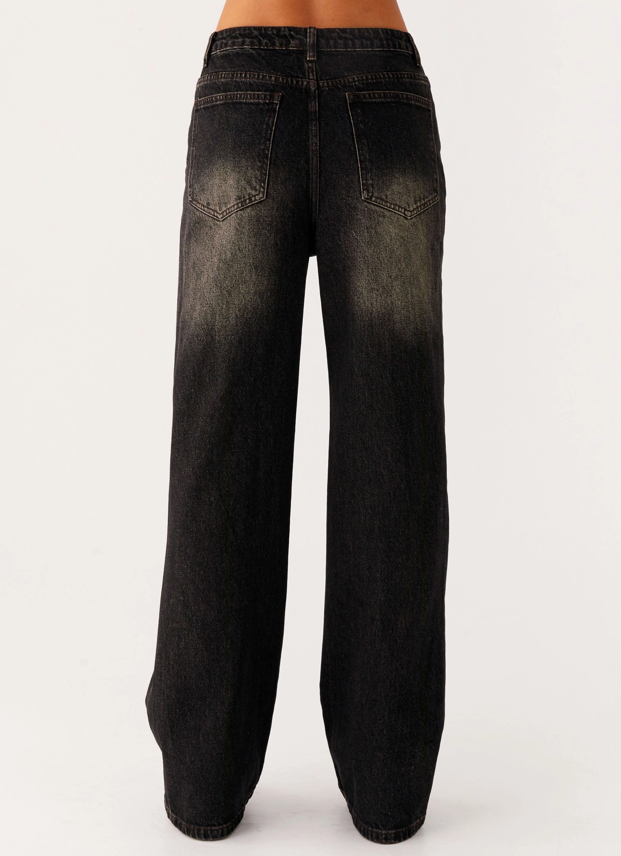 Back Again Straight Leg Denim Jeans - Acid Charcoal Urban appeal