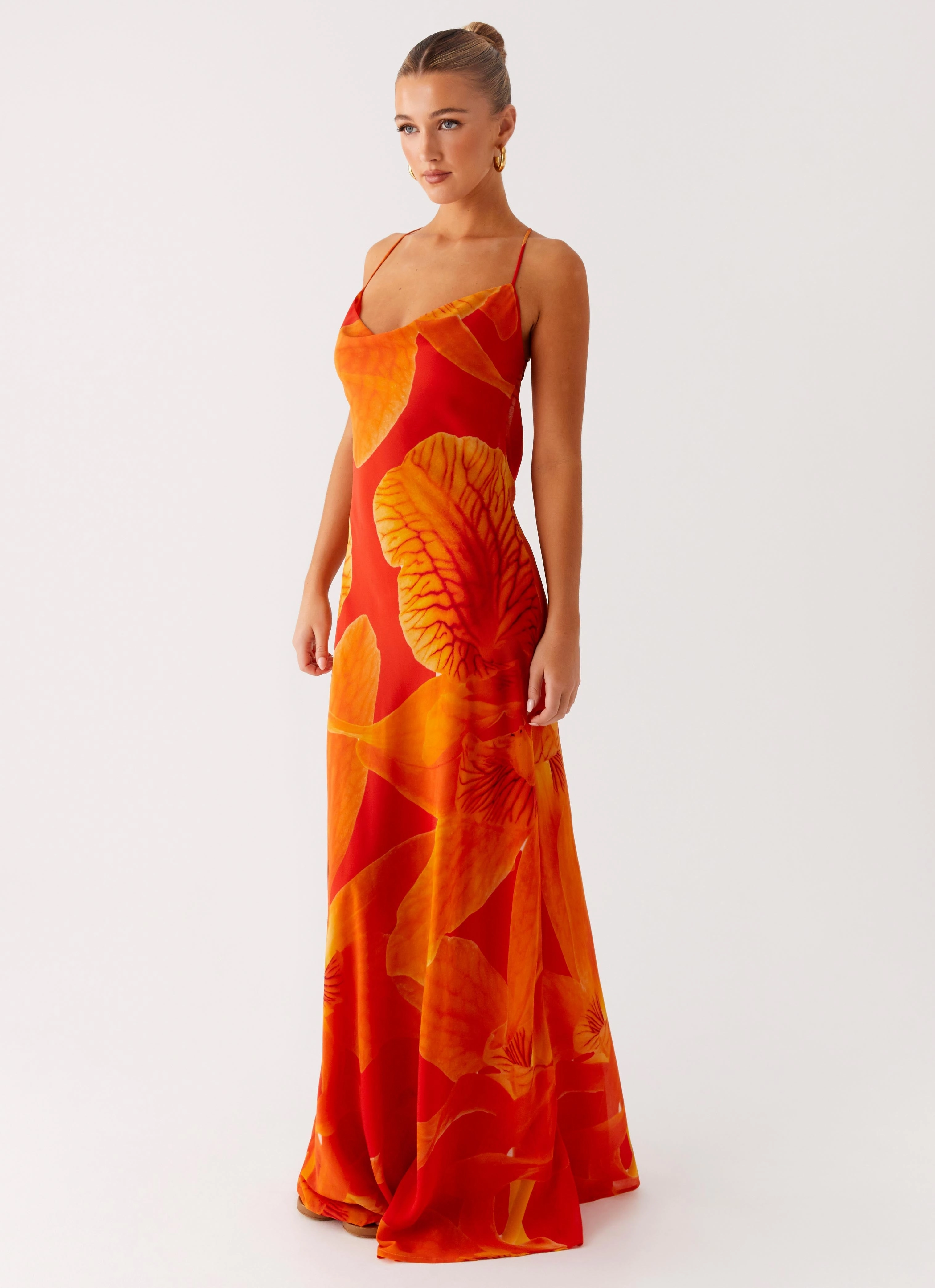 Flowy Cut Midafternoon Maxi Dress - Serene Orange