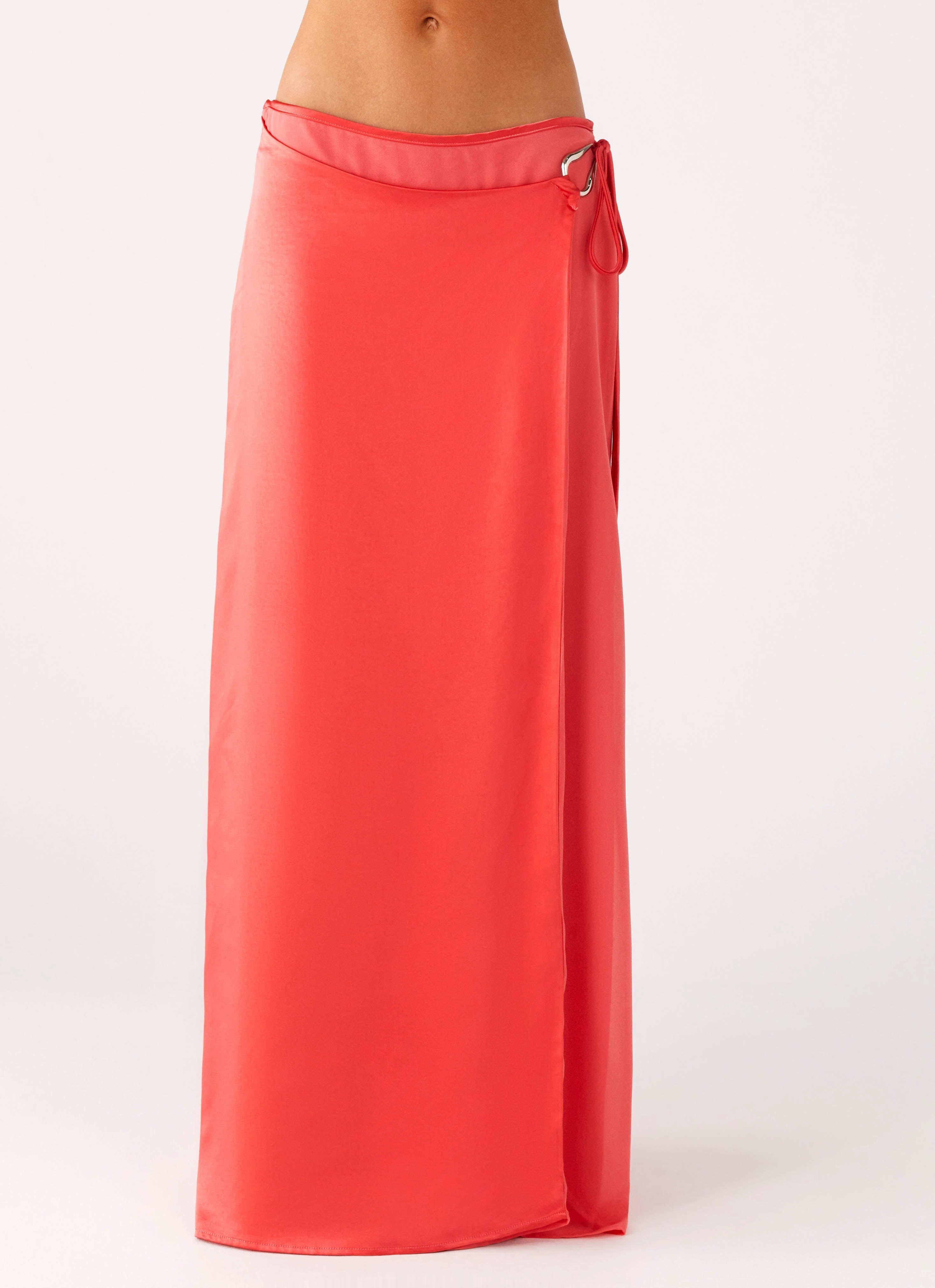 Pollie Wrap Maxi Skirt - Coral Vibrant Touch