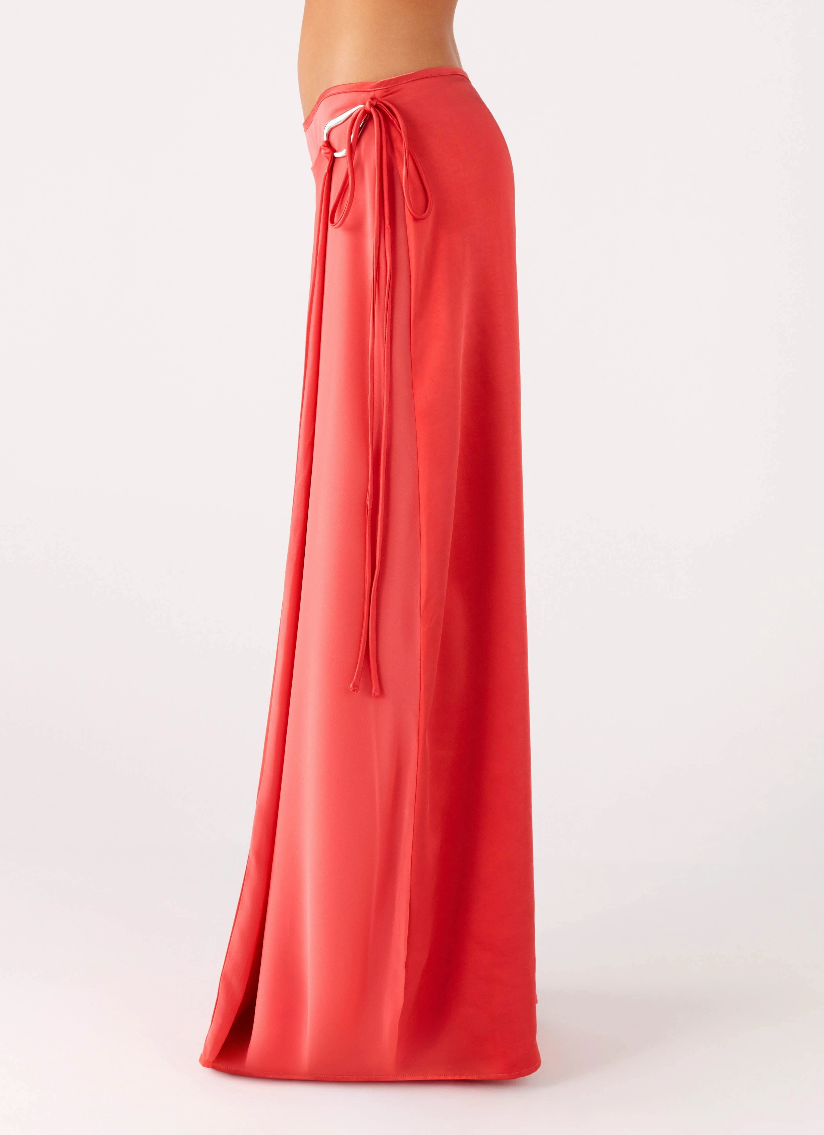 Matching Belt Timeless Touch Pollie Wrap Maxi Skirt - Coral
