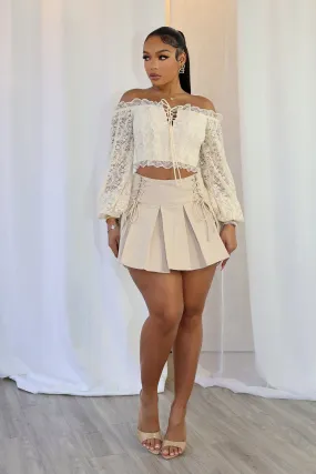 Mika Lace Up Pleated Mini Skirt Wide-leg cut skateboarding gear