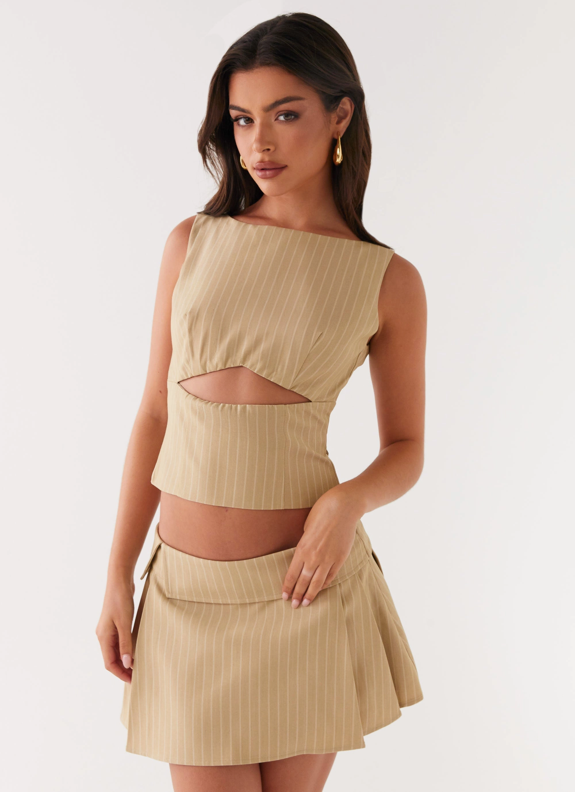 Relaxed Mood Urban Fit Miki Mini Skirt - Beige Stripe