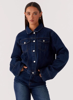 Back Again Oversized Denim Jacket - Vintage Blue Cruise