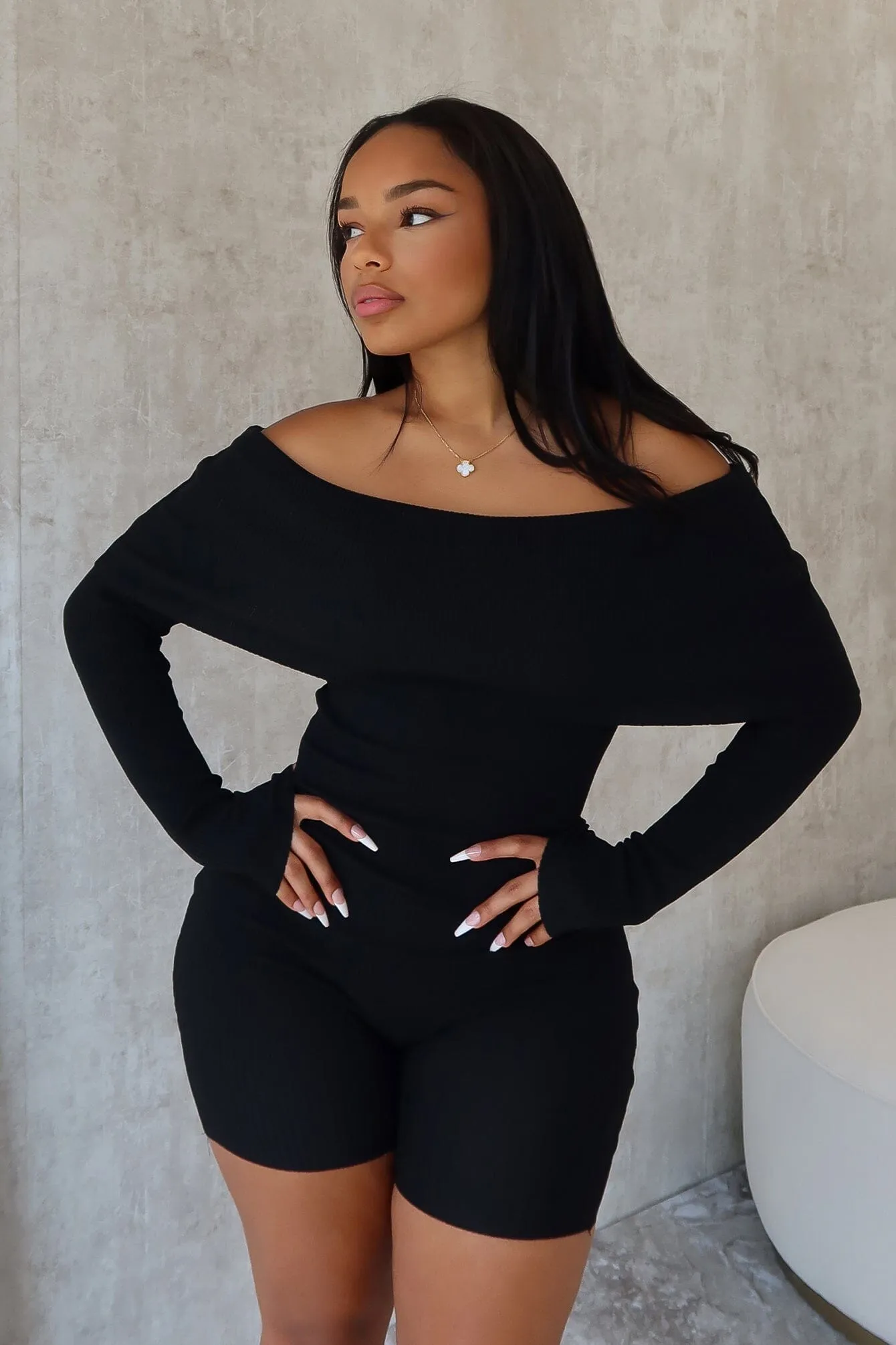 Miller Ribbed Knit Romper Functional Waist Relaxed Comfort Look