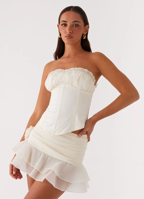 Call Me Never Tiered Mini Skirt - Ivory Easy Care Exclusive Drop