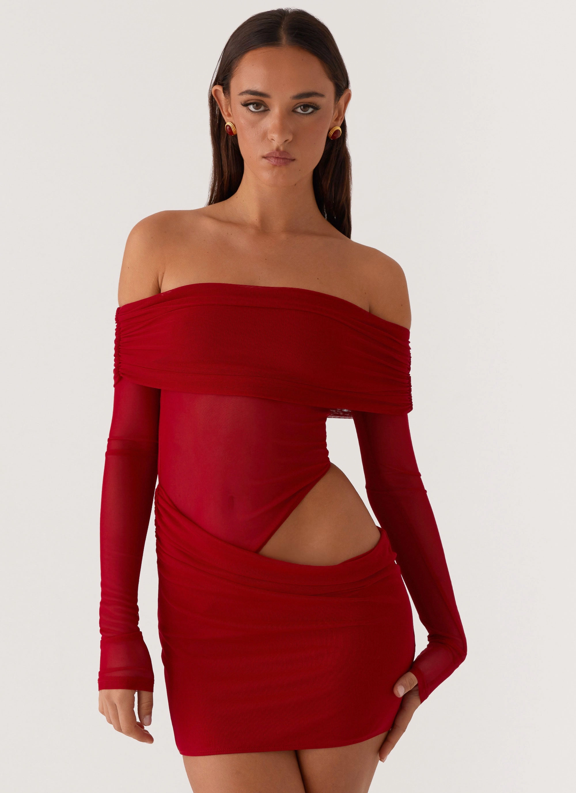 No Doubt Mini Dress - Red Anti Pilling Fabric
