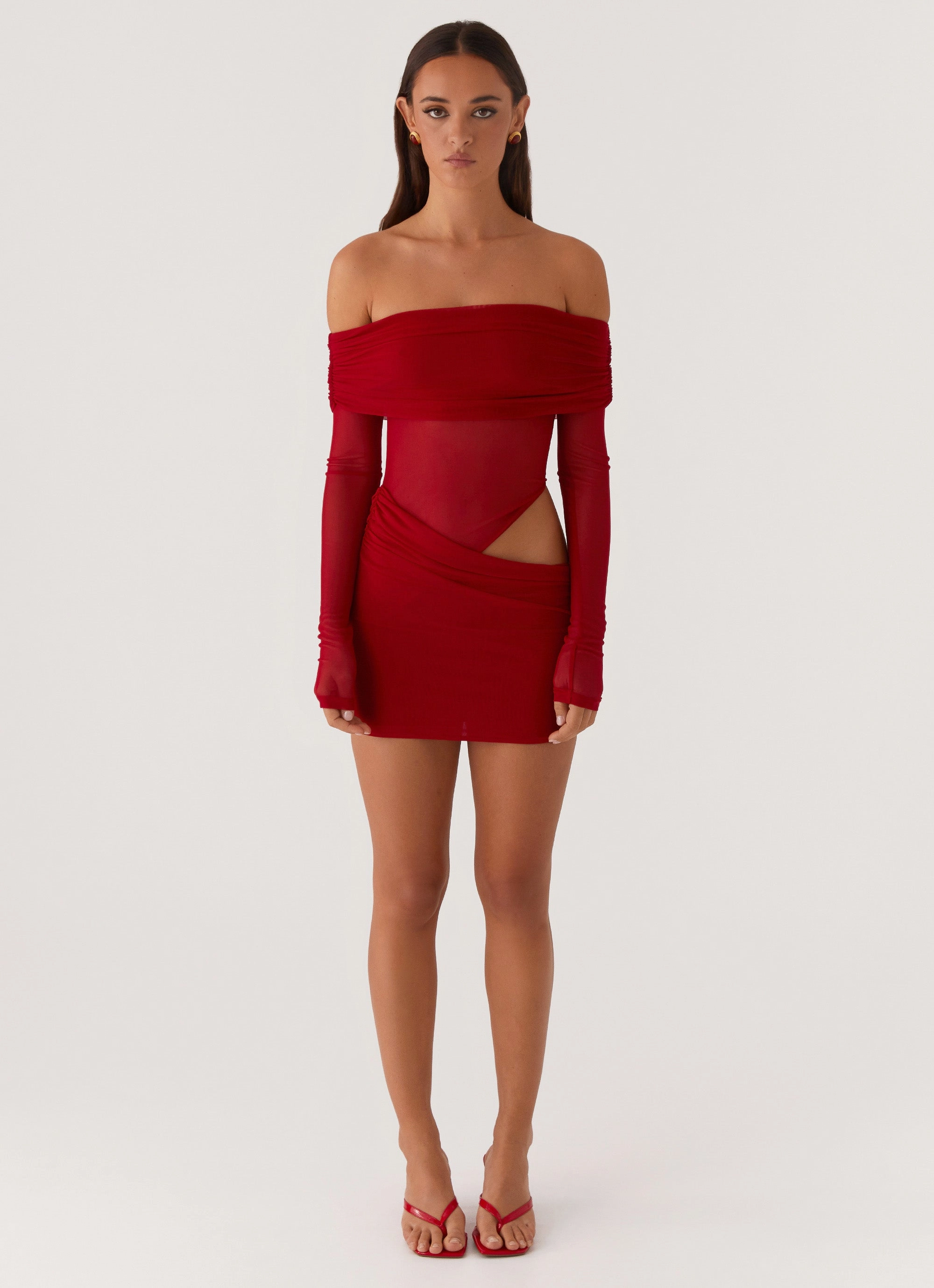 Two Tone Trim No Doubt Mini Dress - Red