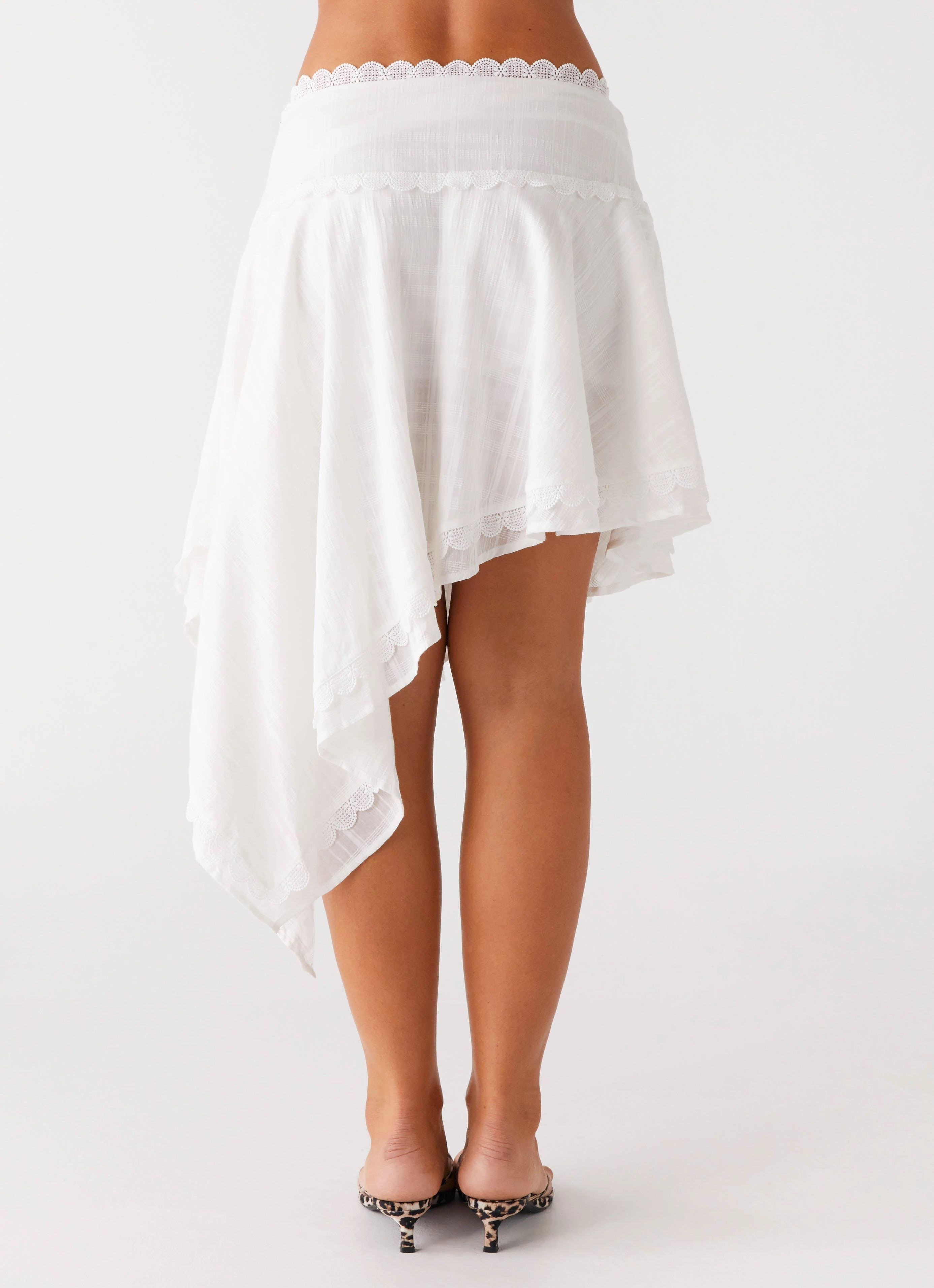 Clearwater Mist Midi Skirt - White High Shine