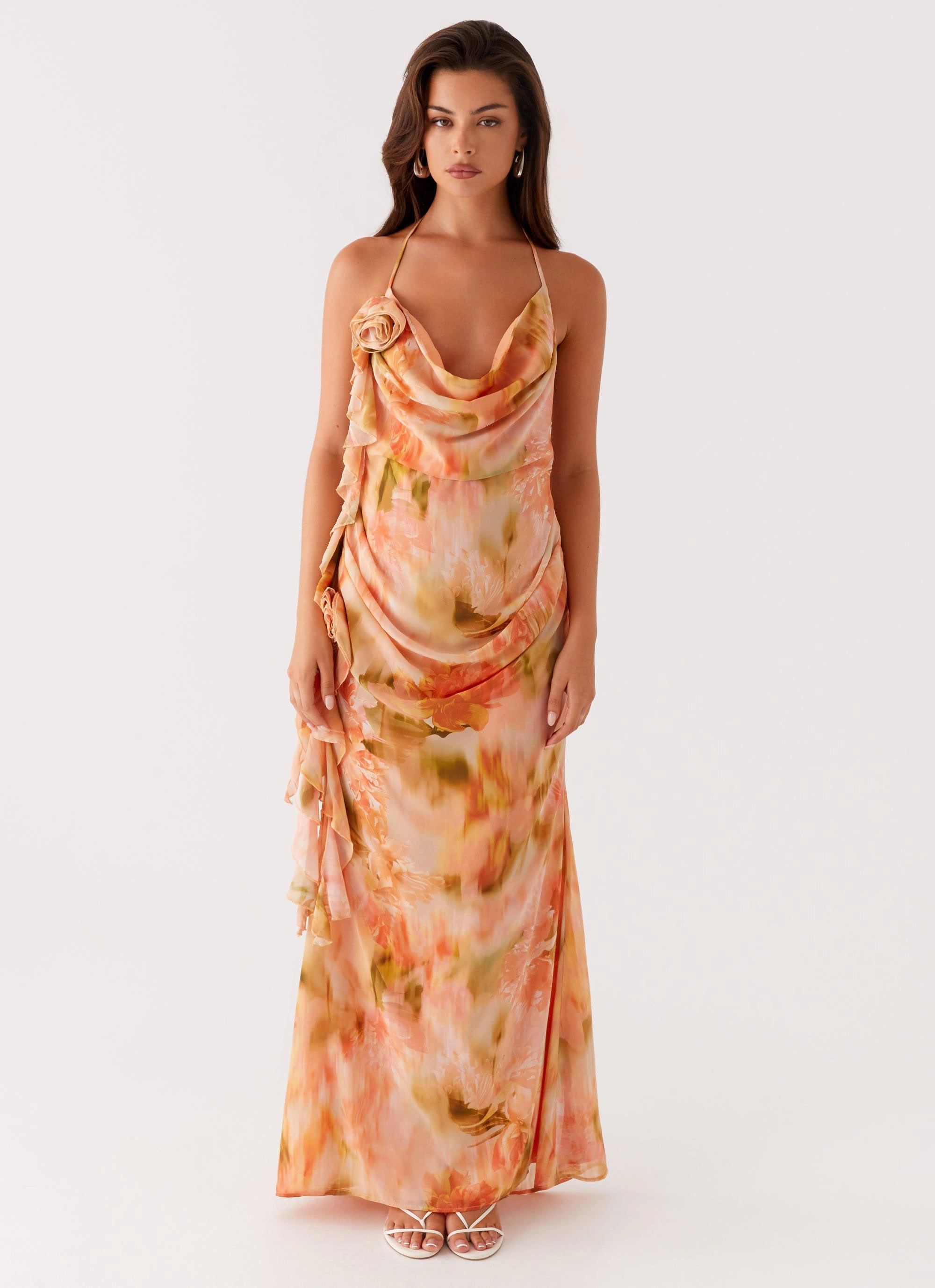 Diedre Rose Strappy Maxi Dress - Sunset Floral Urban Drape