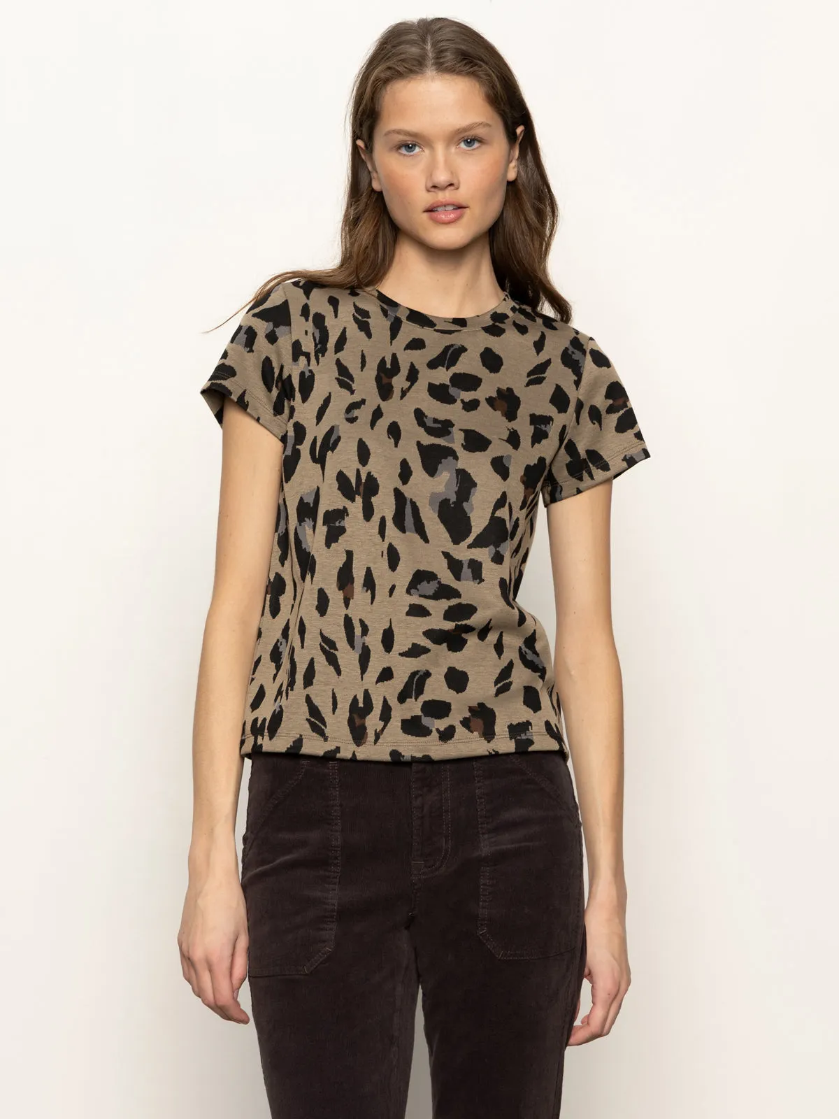 Versatile Layering Piece Double Knit Perfect Tee Winter Leopard