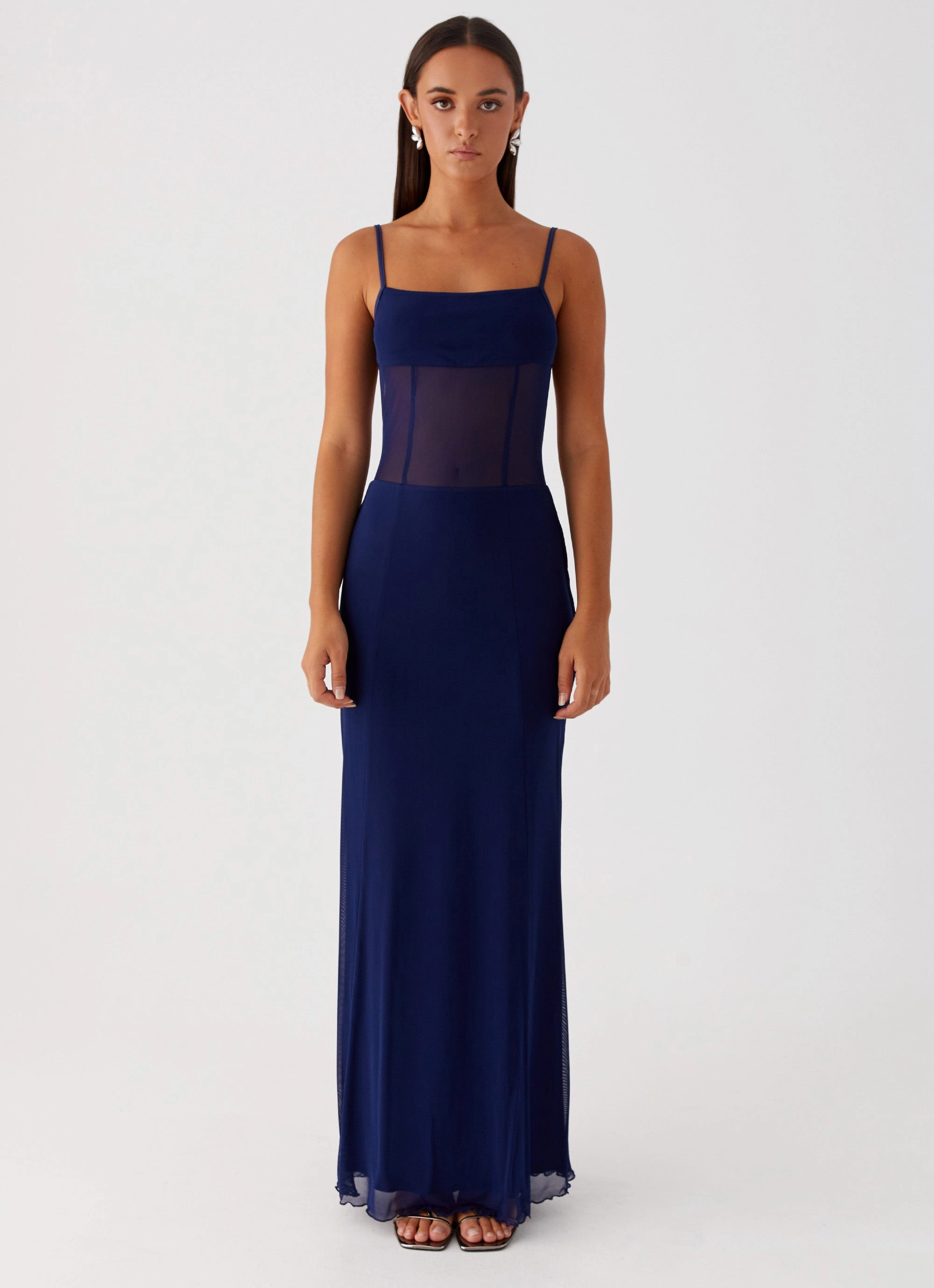 Clasp-Closure Street Ready Miranda Maxi Dress - Navy