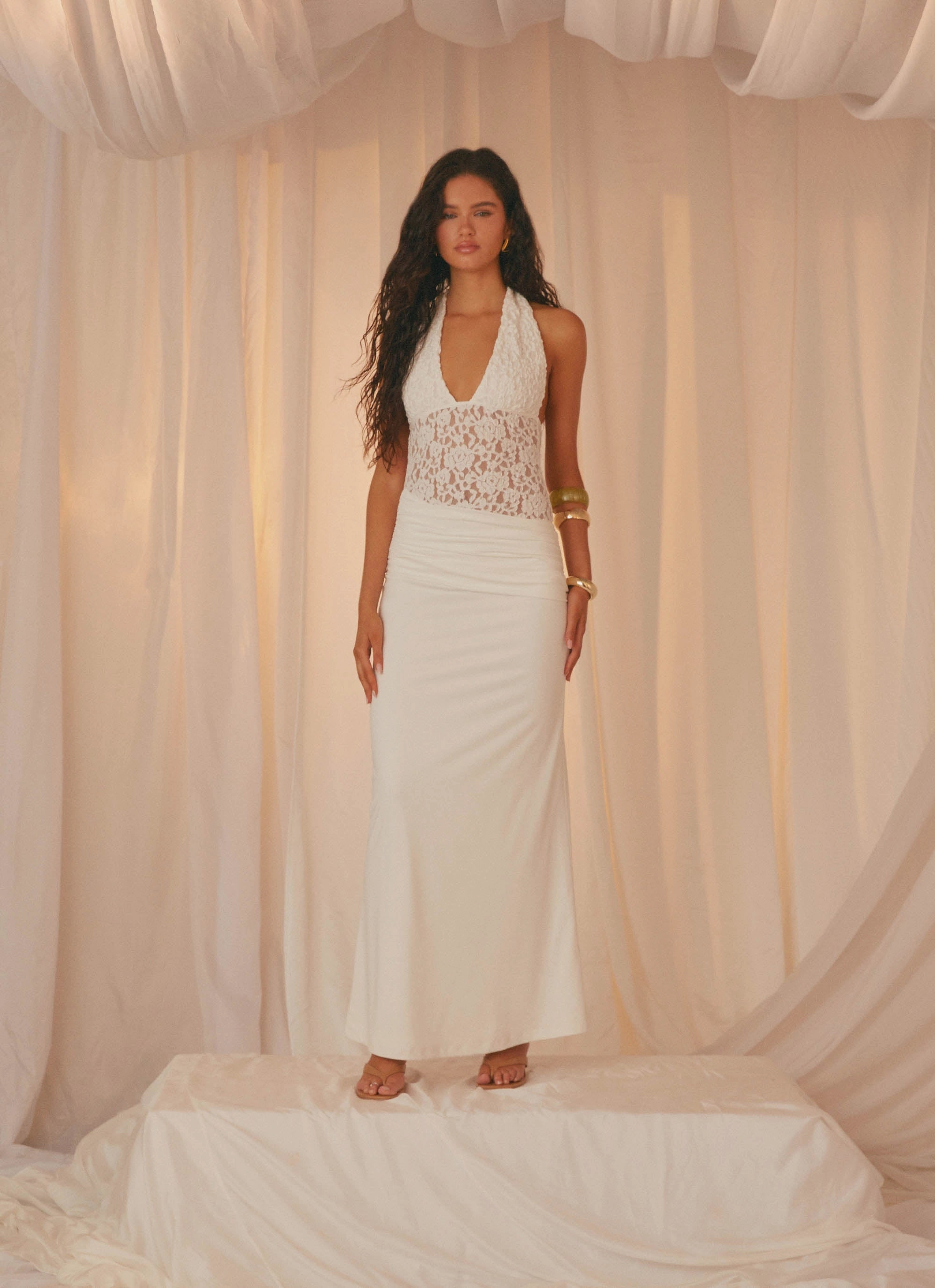 Miri Halter Maxi Dress - Ivory Slender Look