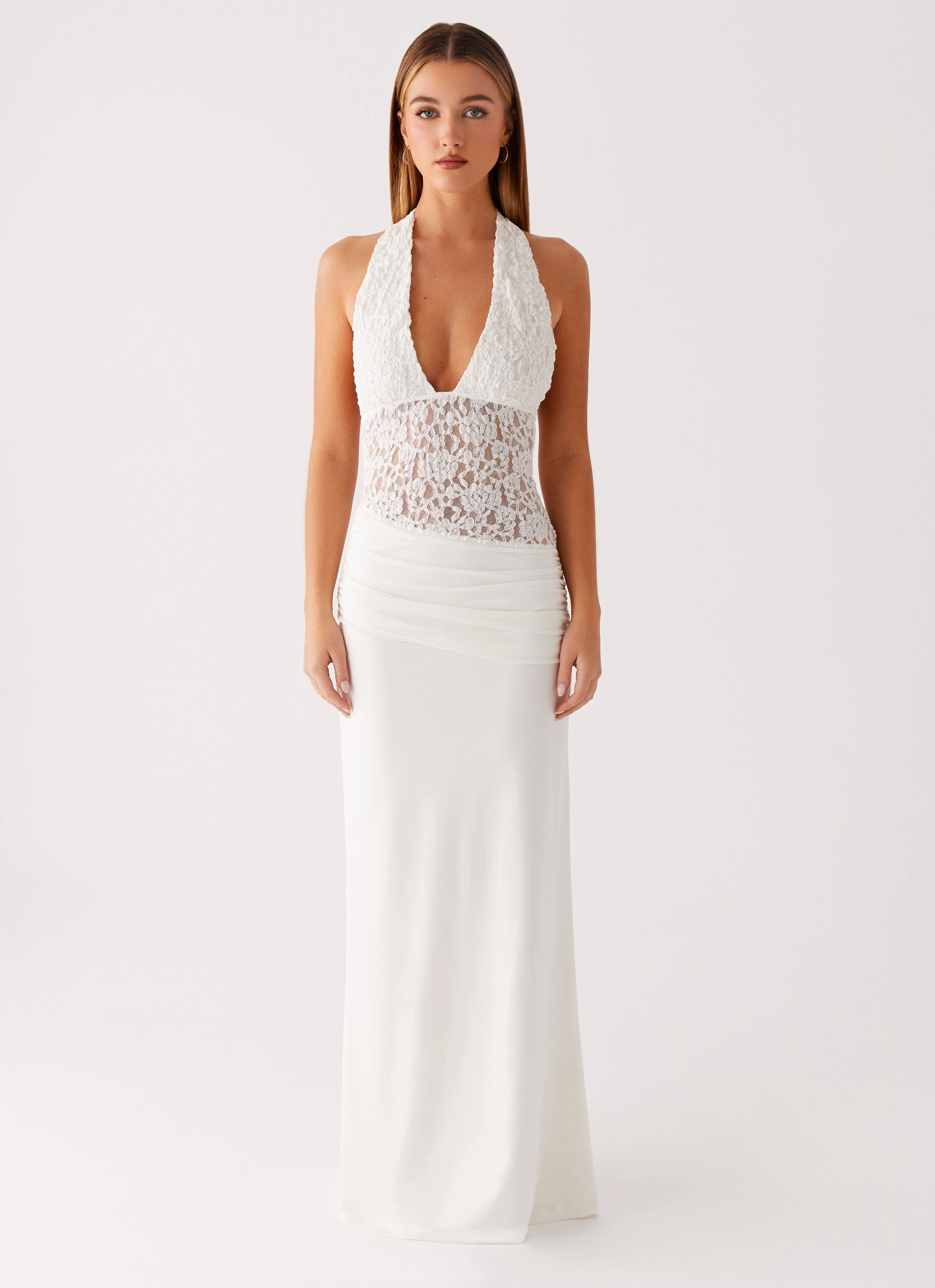 Miri Halter Maxi Dress - Ivory Fit For All Glam Feel