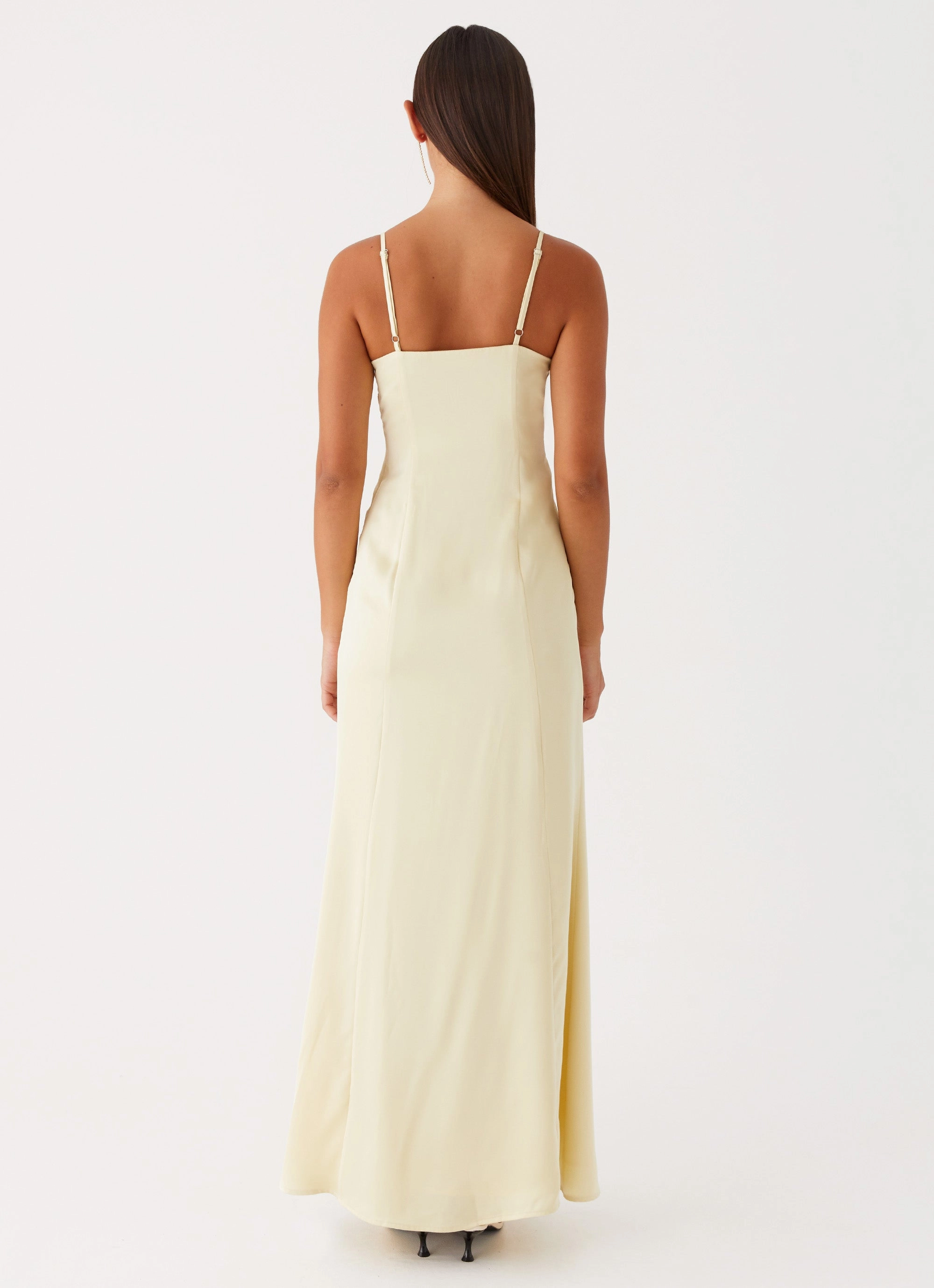 Miss Bloom Maxi Dress - Lemon Chic Silhouette Stud-Detail