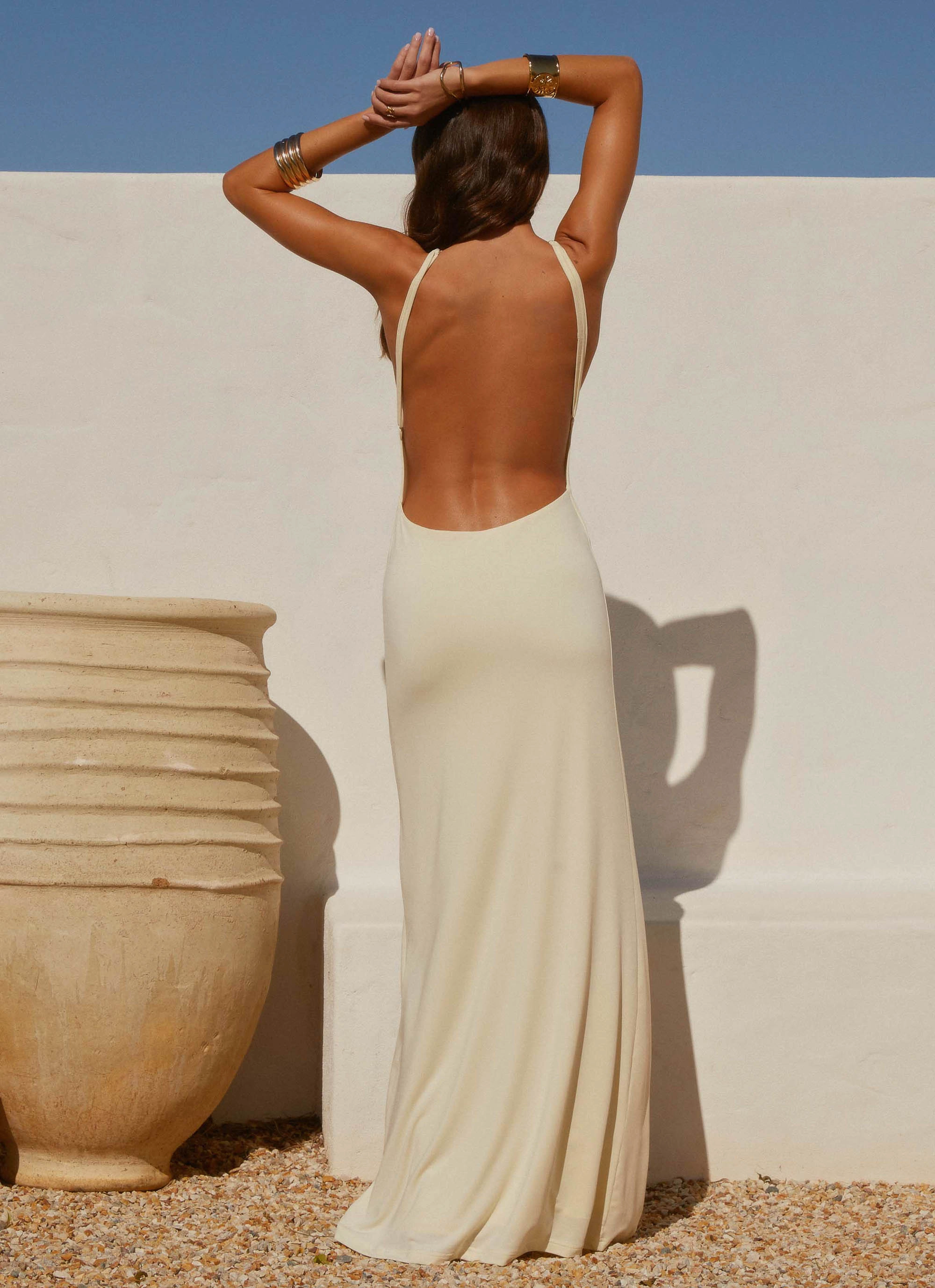 Mistlight Cowl Maxi Dress - Yellow BiasCutSilhouette