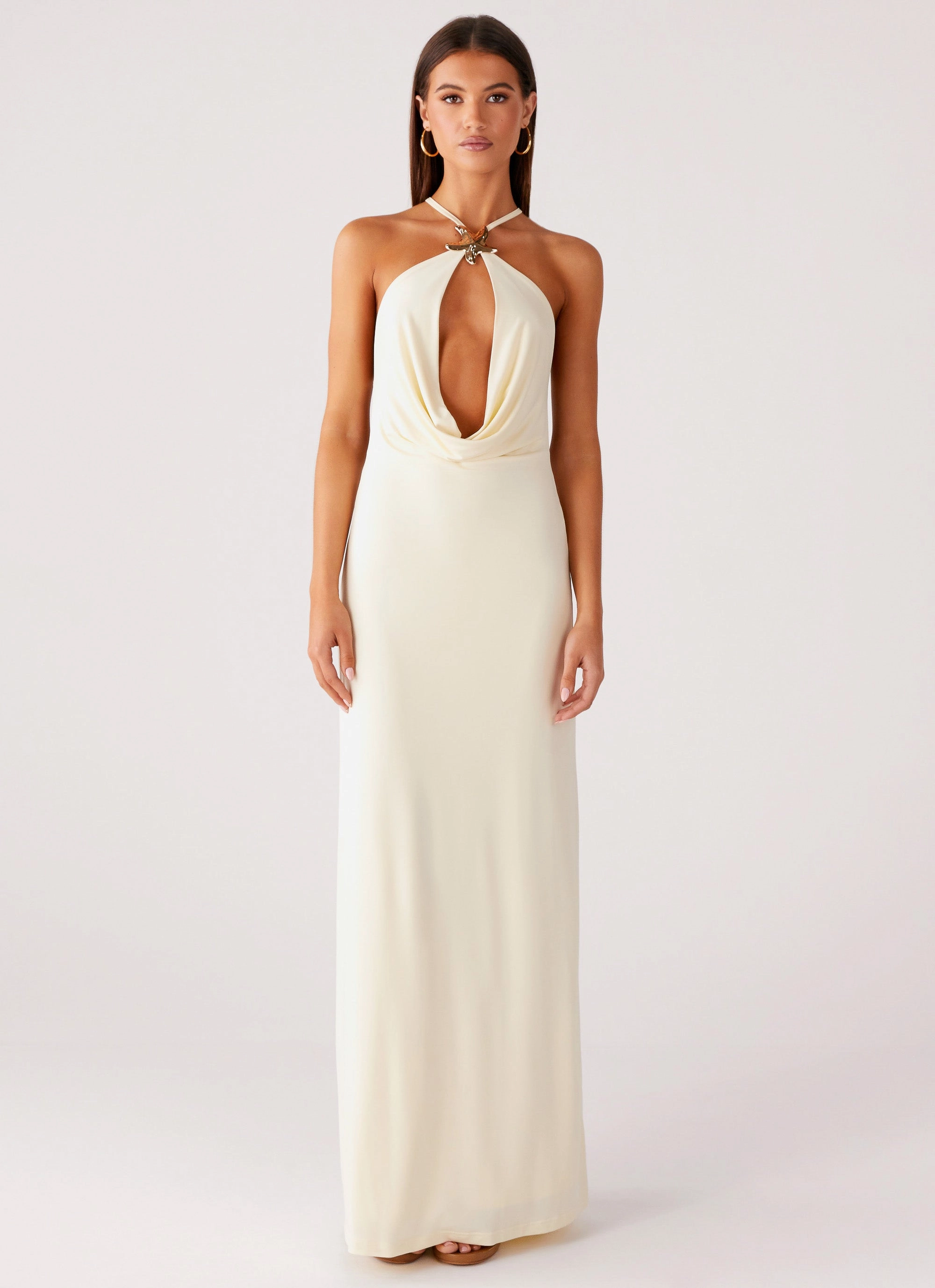 Modern Aesthetic Mistlight Cowl Maxi Dress - Yellow